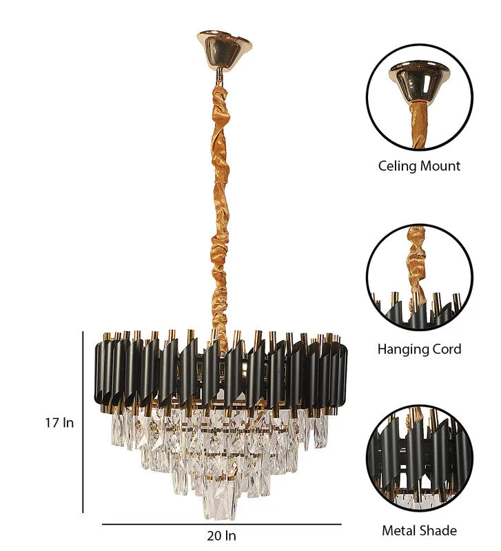 1015-500Mm Eliante Black And Gold Crystal Chandeliers  - Inbuilt Led Color Cw   Ww   Nw