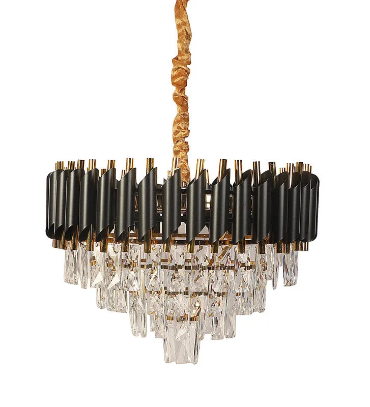 1015-500Mm Eliante Black And Gold Crystal Chandeliers  - Inbuilt Led Color Cw   Ww   Nw