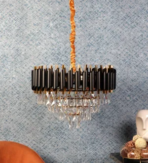 1015-500Mm Eliante Black And Gold Crystal Chandeliers  - Inbuilt Led Color Cw   Ww   Nw