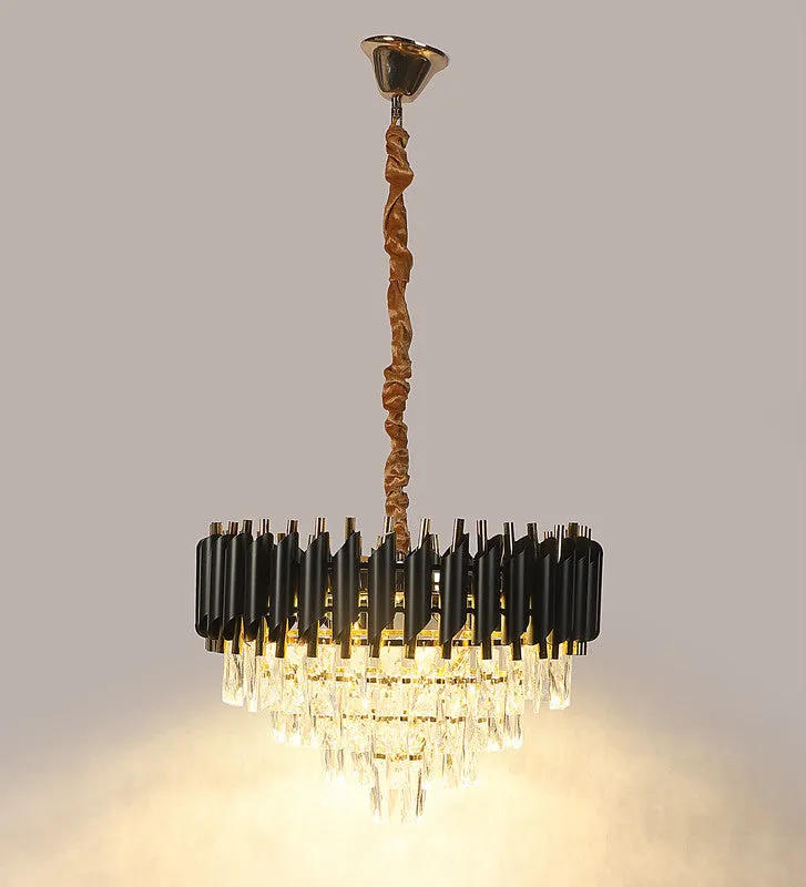 1015-500Mm Eliante Black And Gold Crystal Chandeliers  - Inbuilt Led Color Cw   Ww   Nw