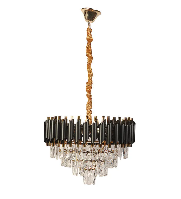 1015-500Mm Eliante Black And Gold Crystal Chandeliers  - Inbuilt Led Color Cw   Ww   Nw