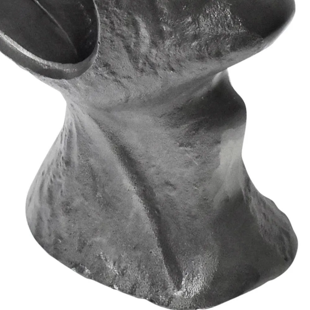 12 Inch Human Face Accent Decor, Metal, Life Like Appeal, Gray By Casagear Home