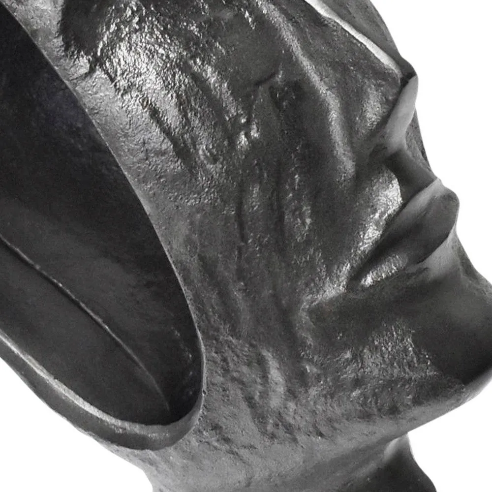12 Inch Human Face Accent Decor, Metal, Life Like Appeal, Gray By Casagear Home