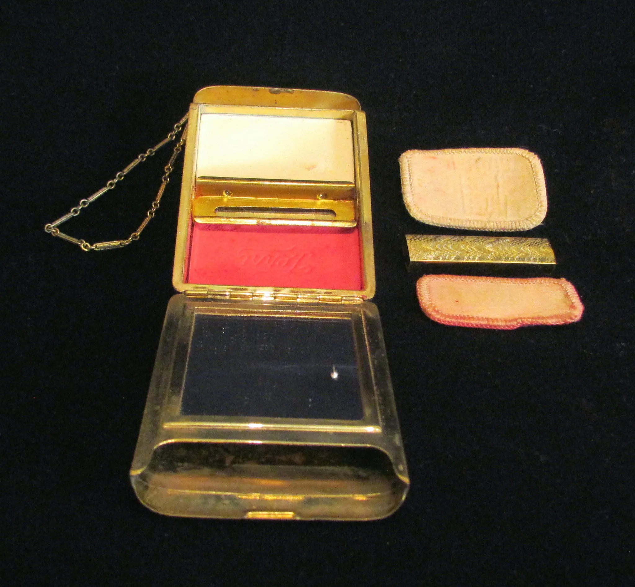 1900s Gold Tone Terri Compact Purse Diamond Marcasite Adornment