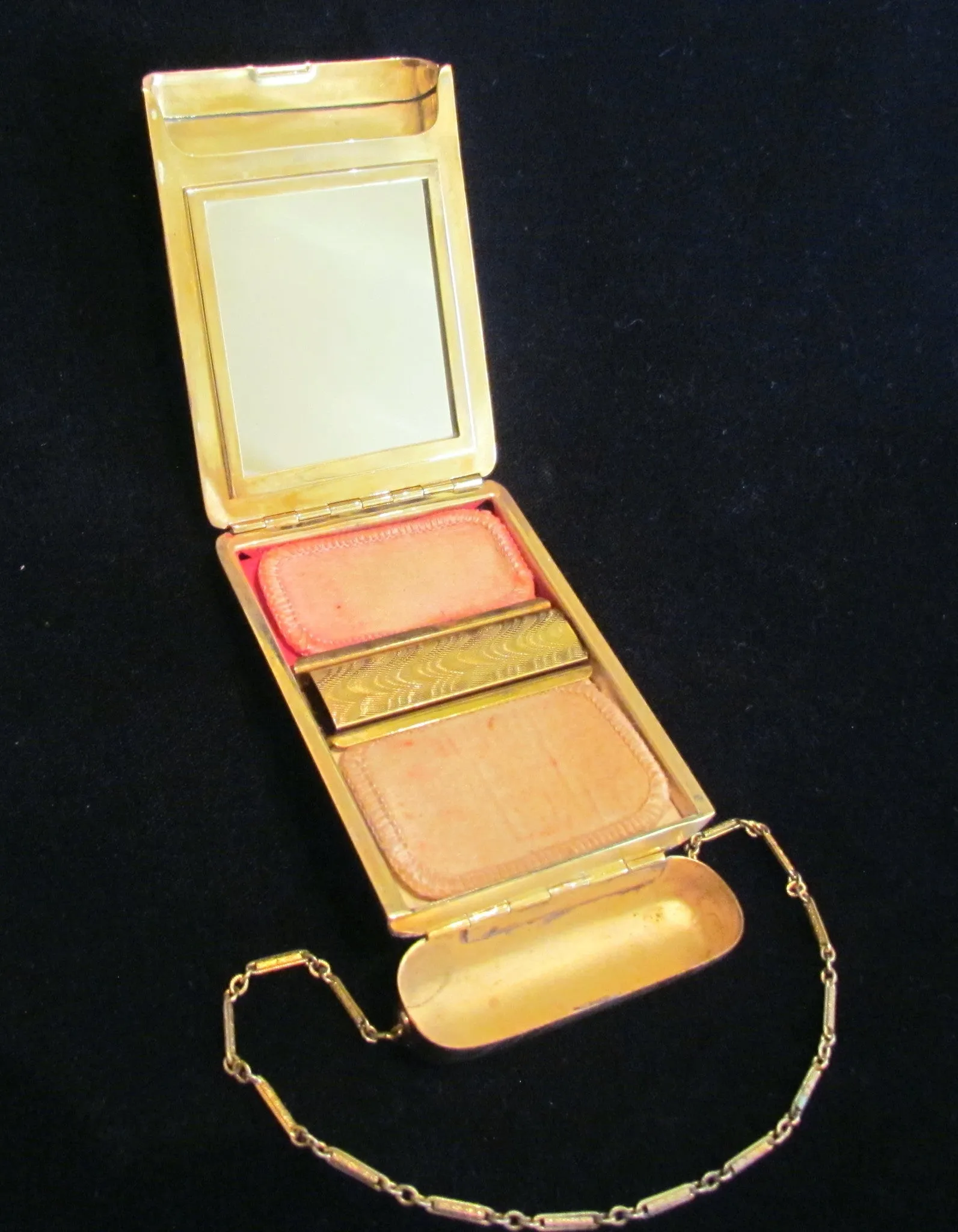 1900s Gold Tone Terri Compact Purse Diamond Marcasite Adornment