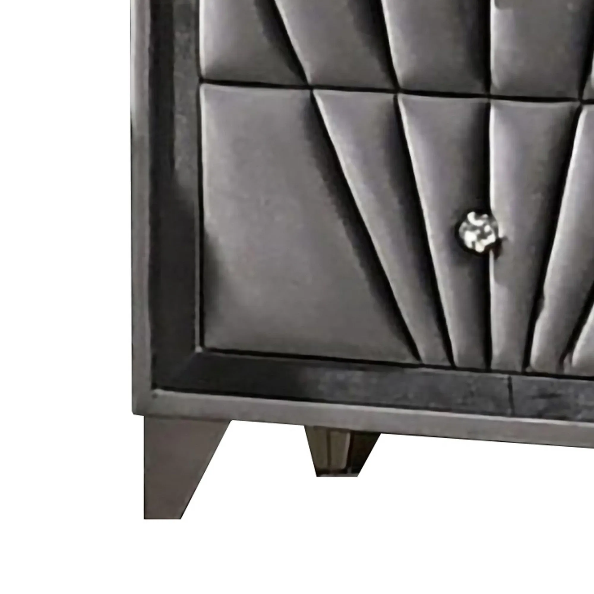 2 Drawer Fabric Frame Nightstand With Tufted Accent Gray By Benzara