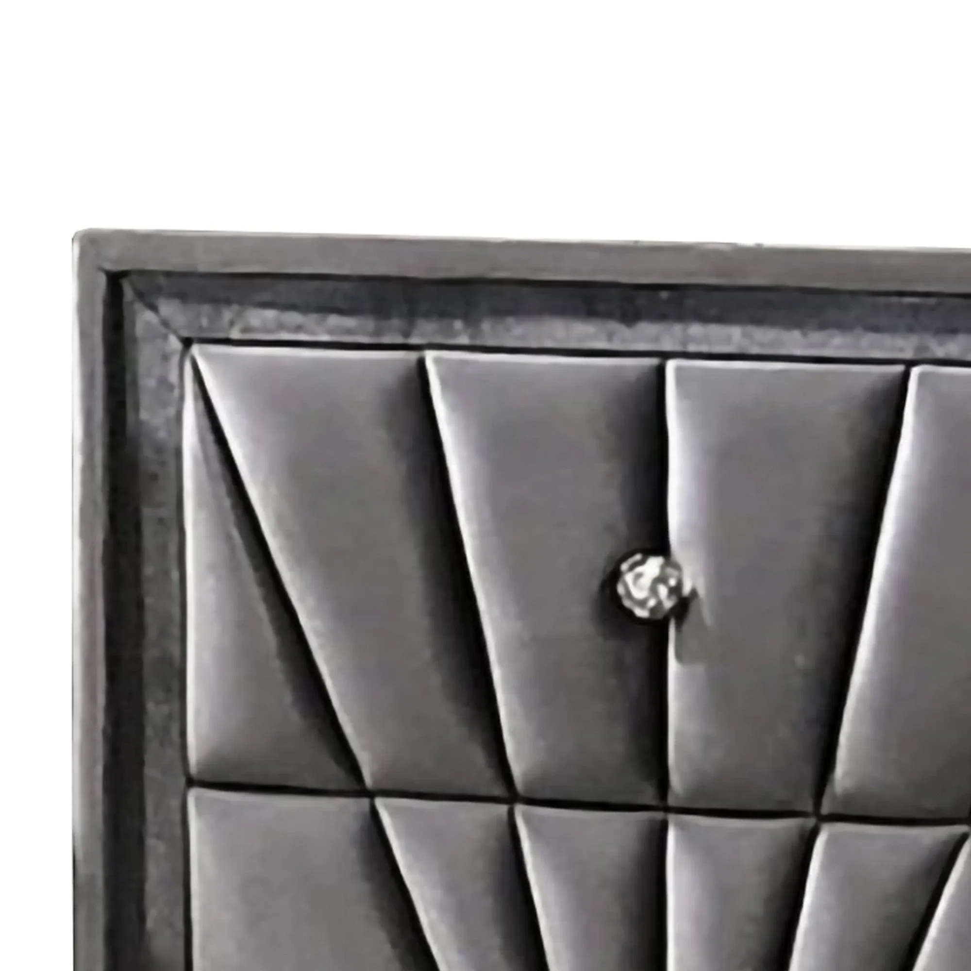 2 Drawer Fabric Frame Nightstand With Tufted Accent Gray By Benzara