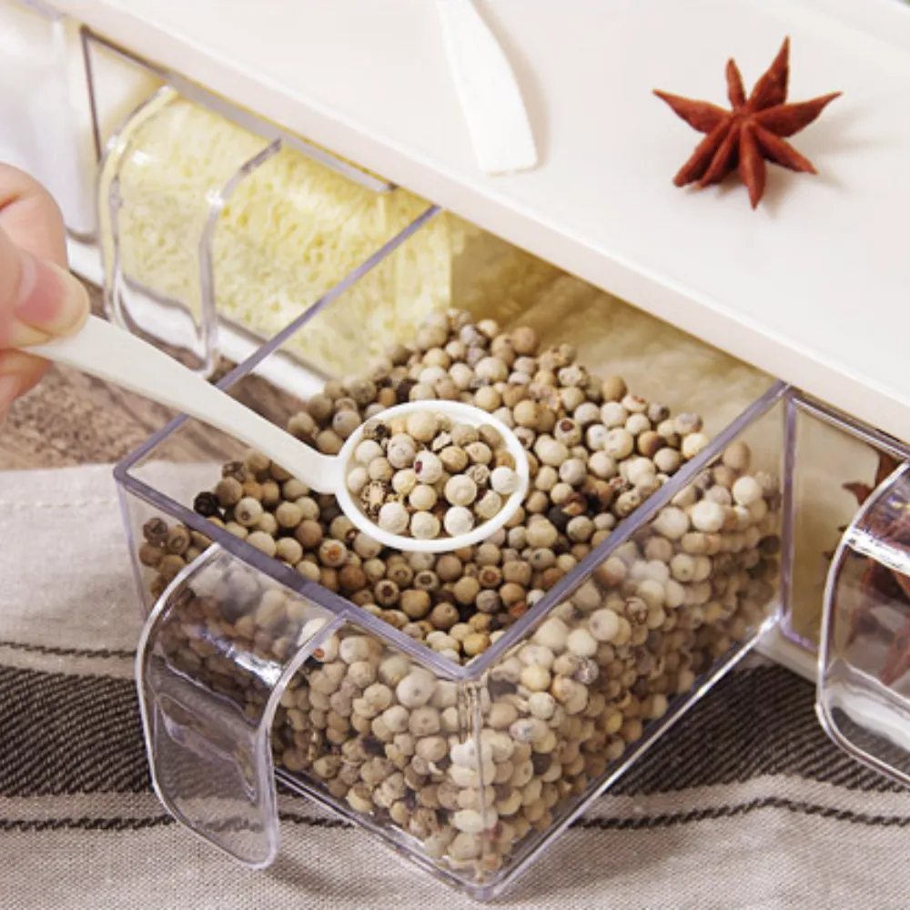 2 in 1 Kitchen Countertop Spices Compartment & Storage Rack, Multiple Color