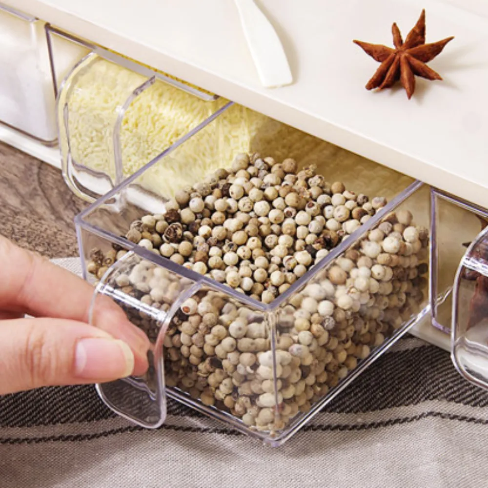 2 in 1 Kitchen Countertop Spices Compartment & Storage Rack, Multiple Color
