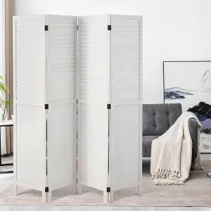 4 Panels Room Divider 5.6ft Folding Privacy Screen with 360 Degree Hinges, White