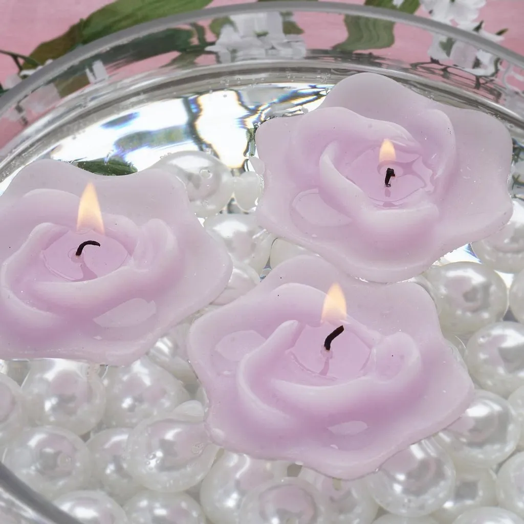 4 PCS Lavender Rose Floating Candles Wedding Birthday Party Centerpiece Decor