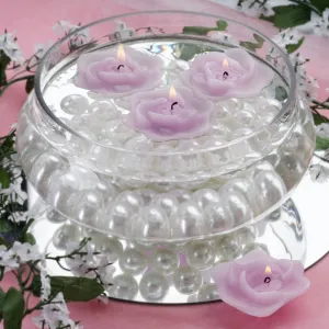 4 PCS Lavender Rose Floating Candles Wedding Birthday Party Centerpiece Decor