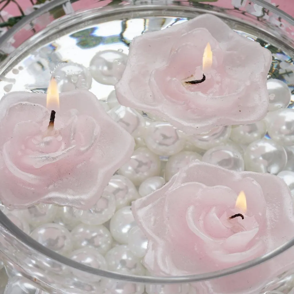 4 PCS Pink Rose Floating Candles Wedding Birthday Party Centerpiece Decor
