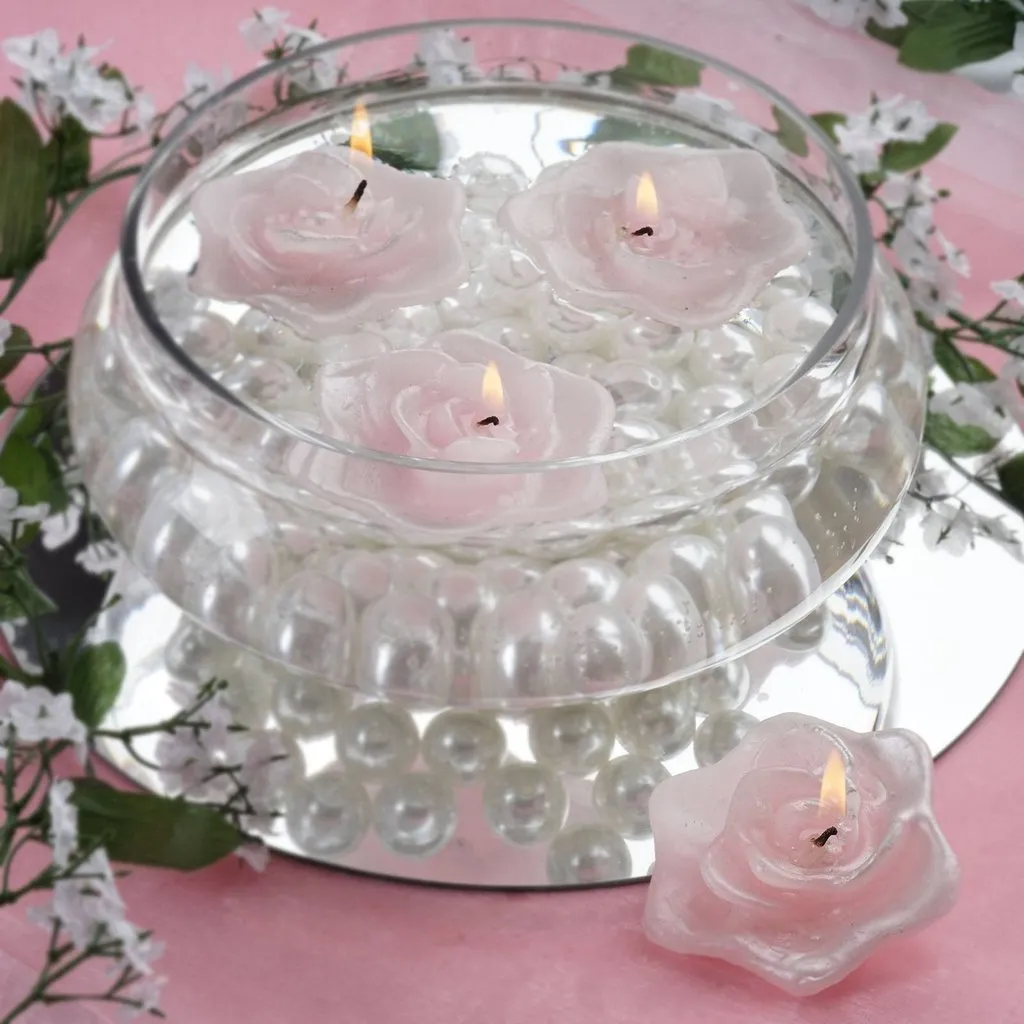 4 PCS Pink Rose Floating Candles Wedding Birthday Party Centerpiece Decor