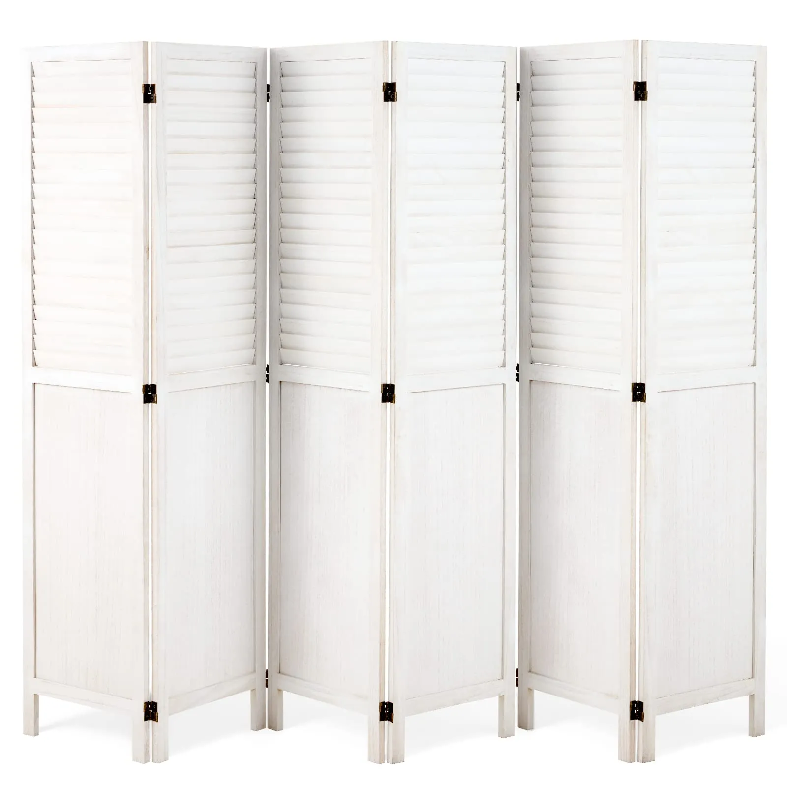 6 Panels Room Divider 5.6ft Folding Privacy Screen with 360 Degree Hinges, White