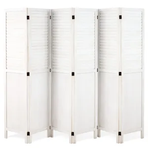 6 Panels Room Divider 5.6ft Folding Privacy Screen with 360 Degree Hinges, White