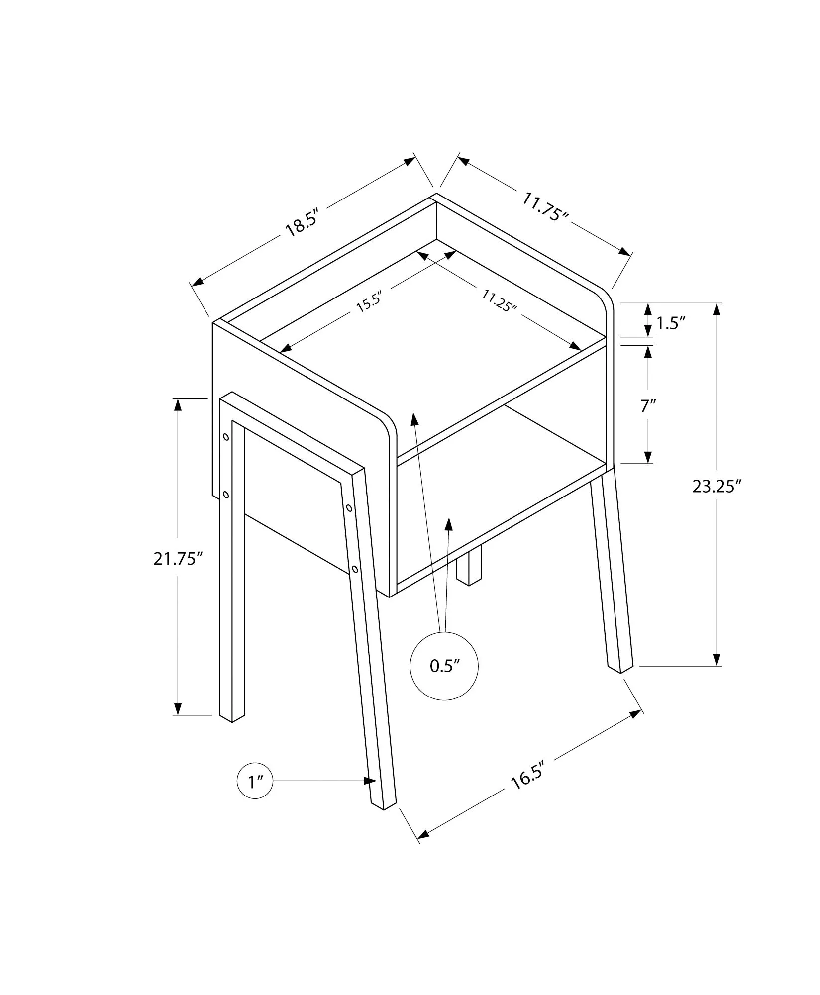 Accent Table - 23"H / Grey / Black Metal