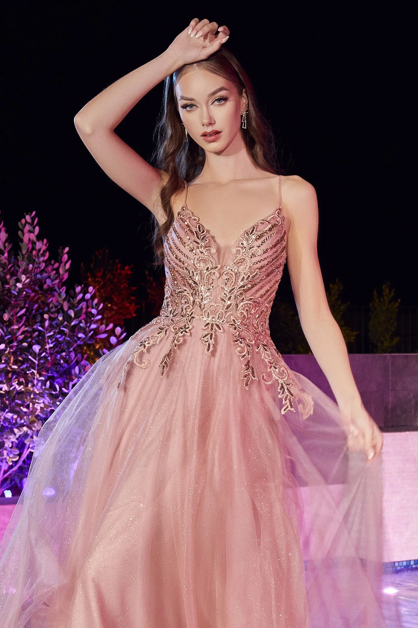 ADELA Tulle Diamante Feature Romantic A Line Formal Dress