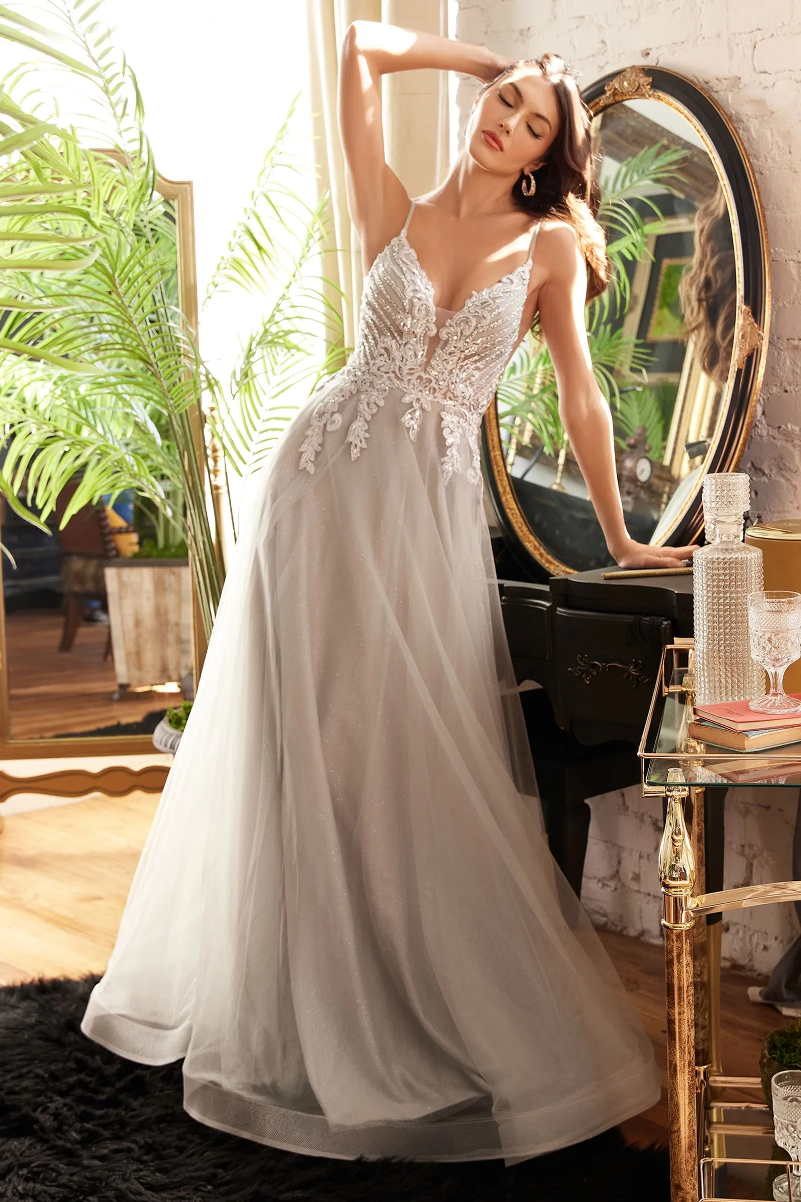 ADELA Tulle Diamante Feature Romantic A Line Formal Dress