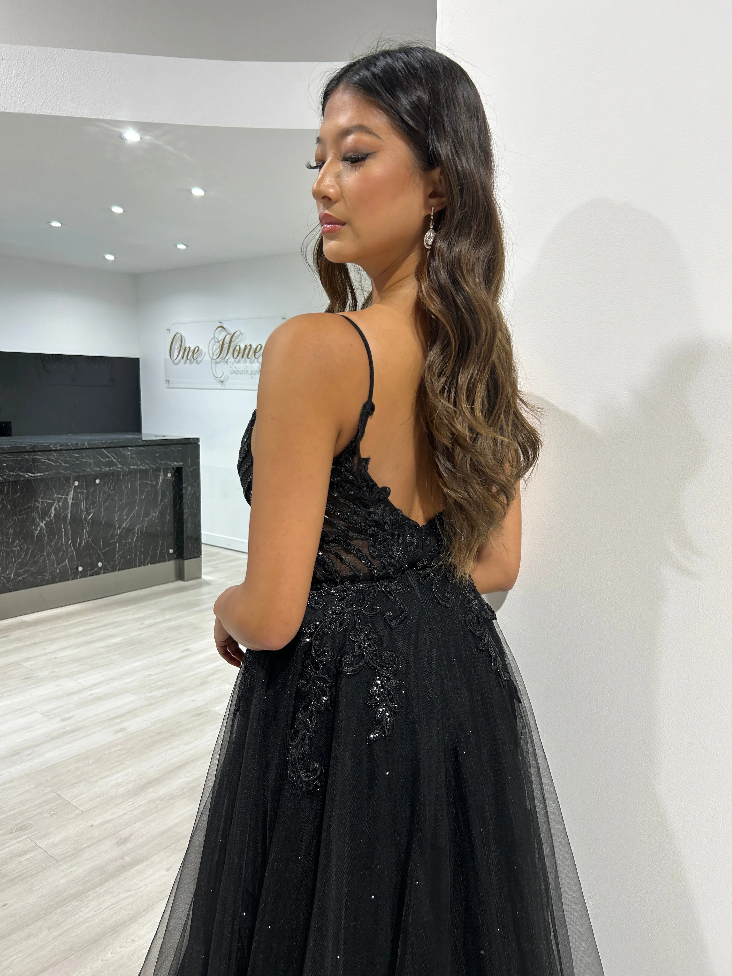 ADELA Tulle Diamante Feature Romantic A Line Formal Dress