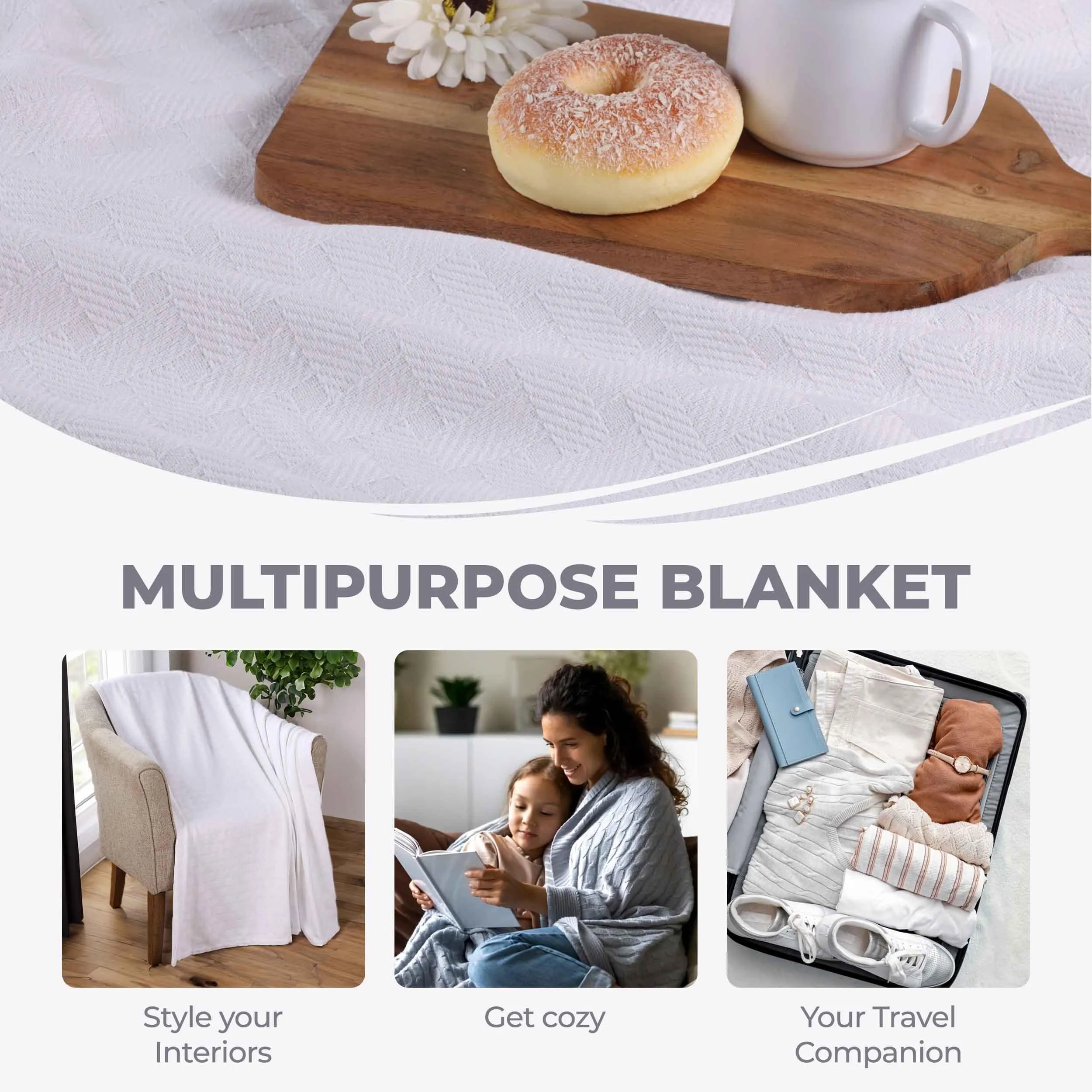 Basketweave All Season Cotton Blanket