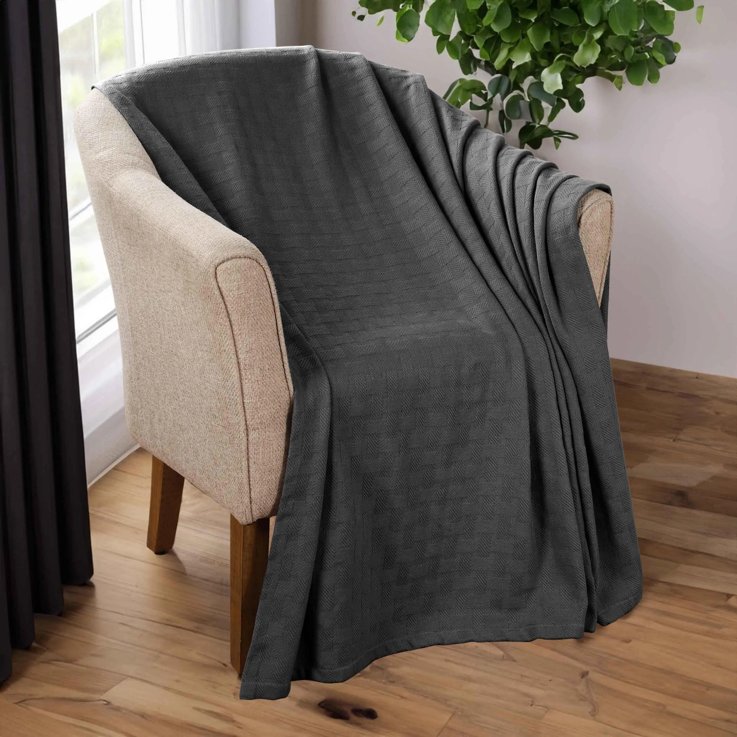 Basketweave All Season Cotton Blanket