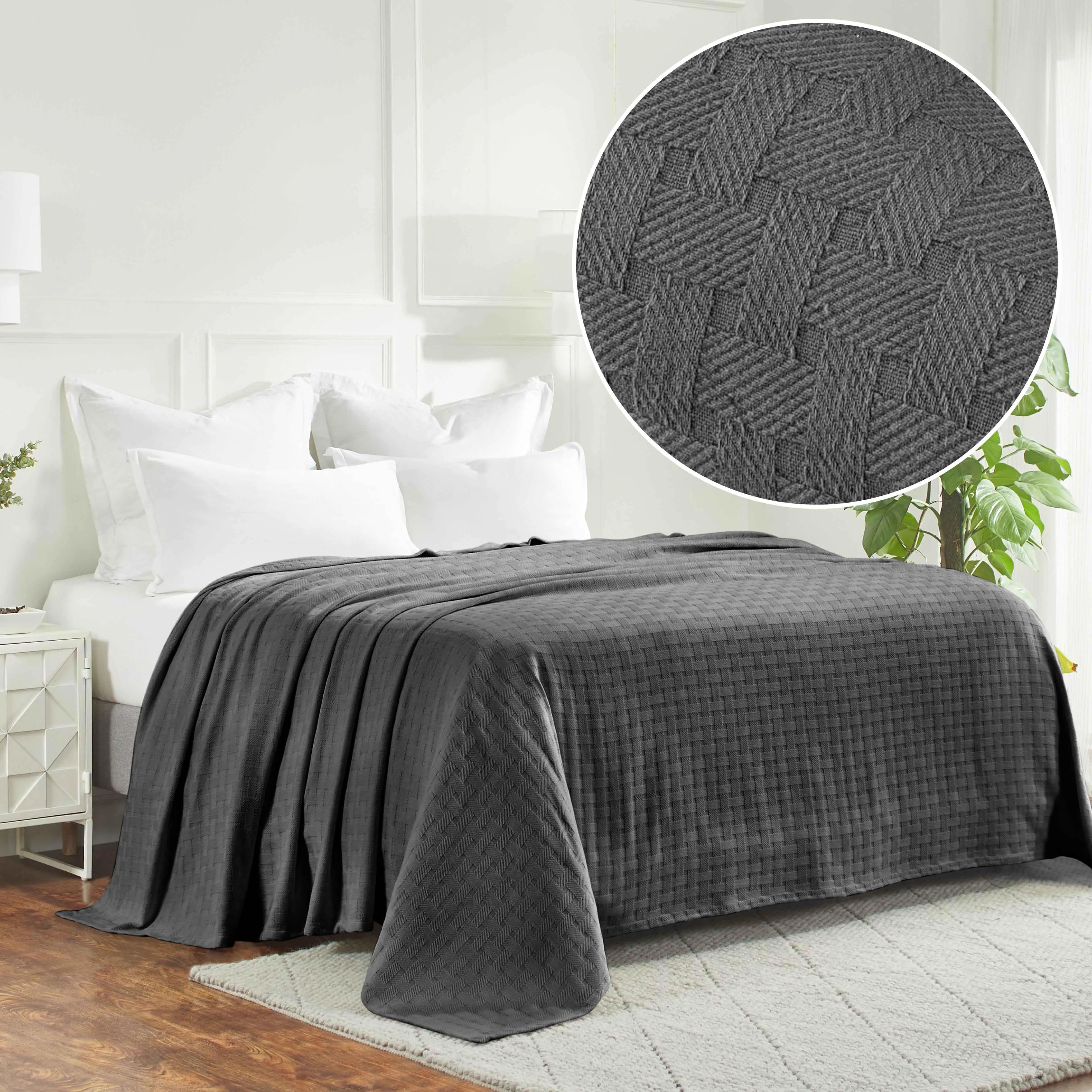 Basketweave All Season Cotton Blanket