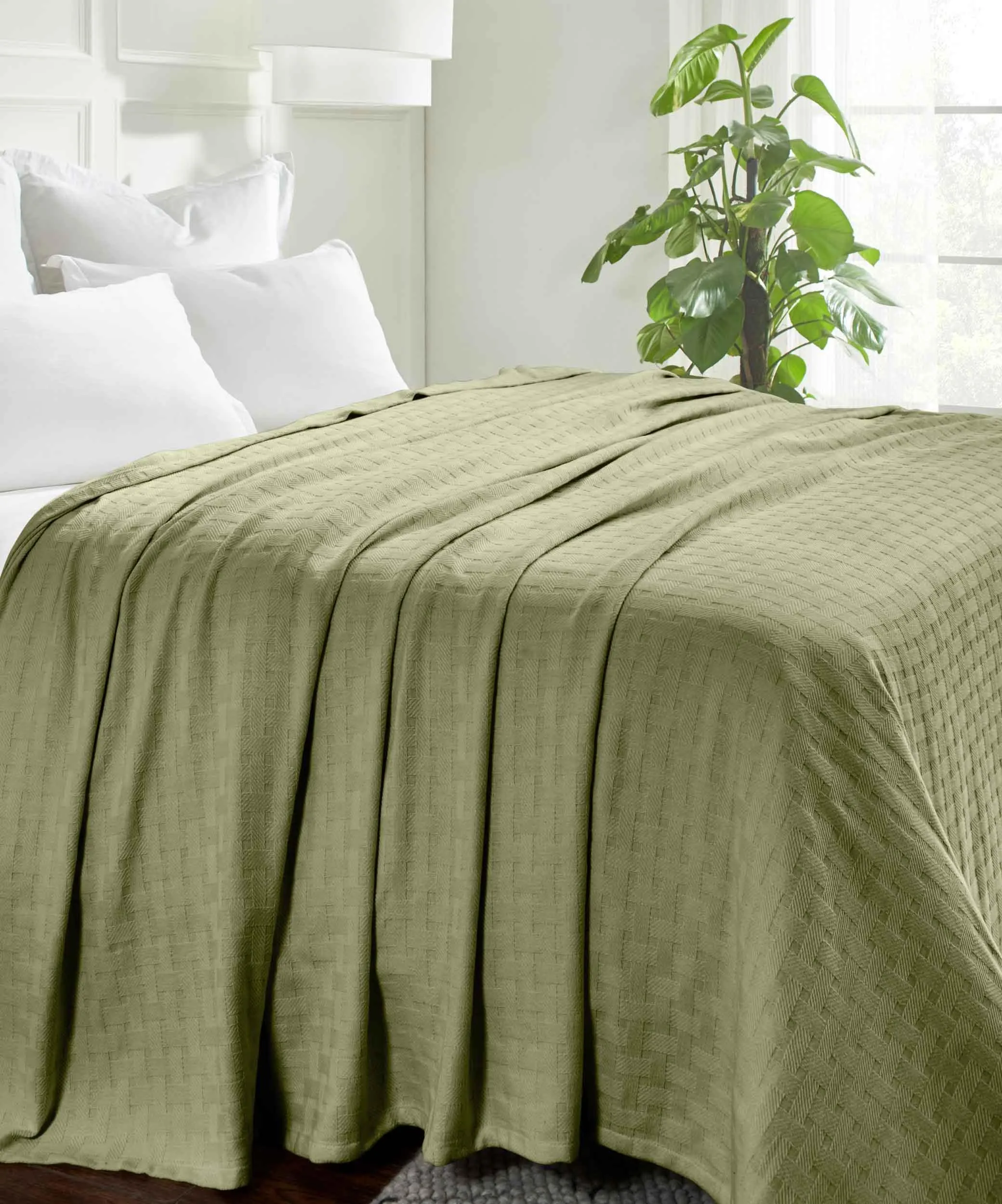 Basketweave All Season Cotton Blanket