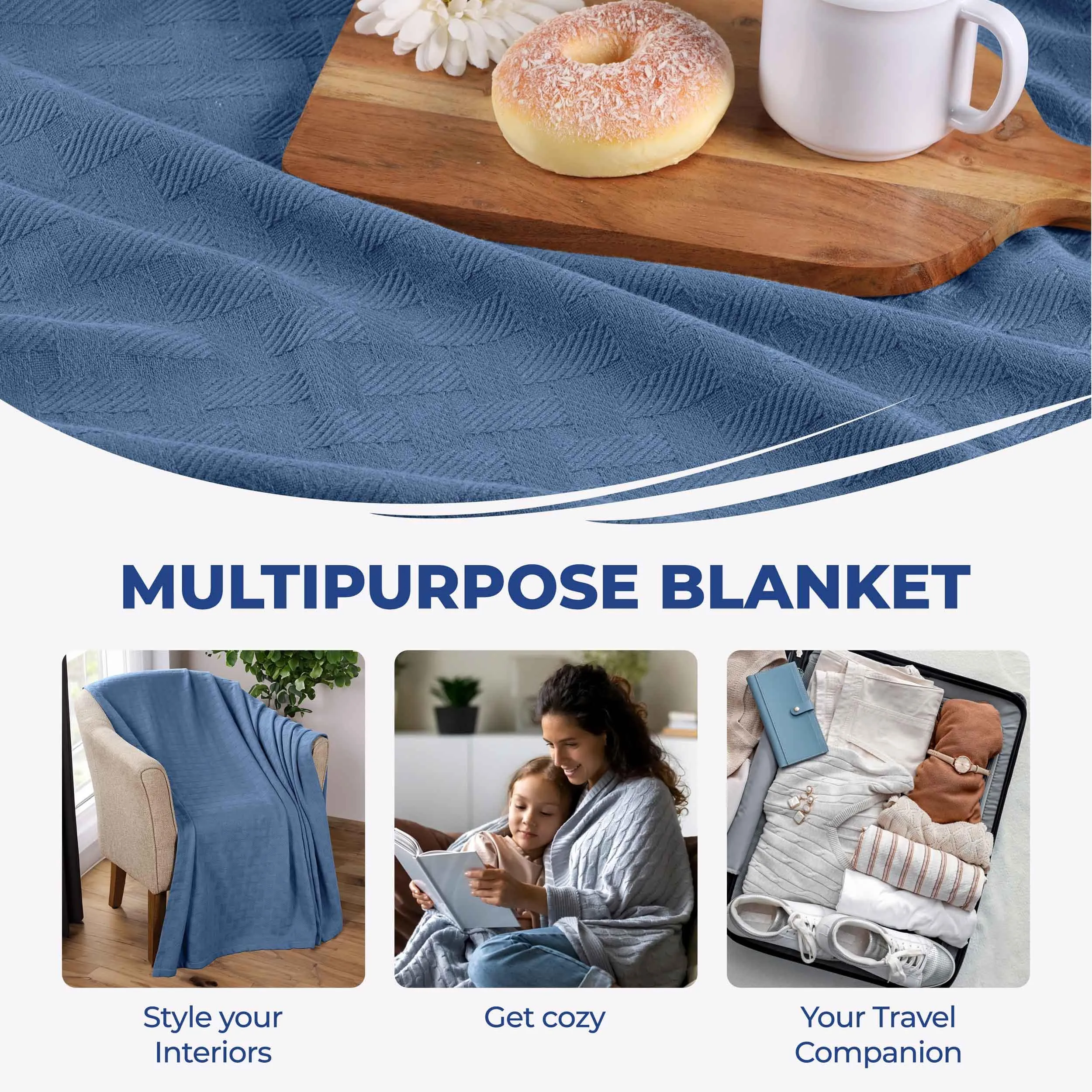 Basketweave All Season Cotton Blanket