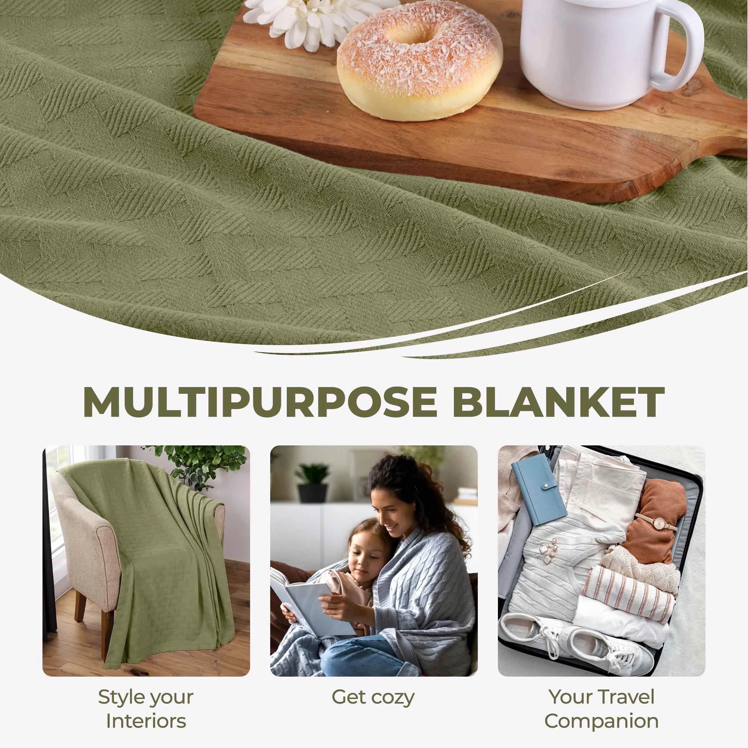 Basketweave All Season Cotton Blanket