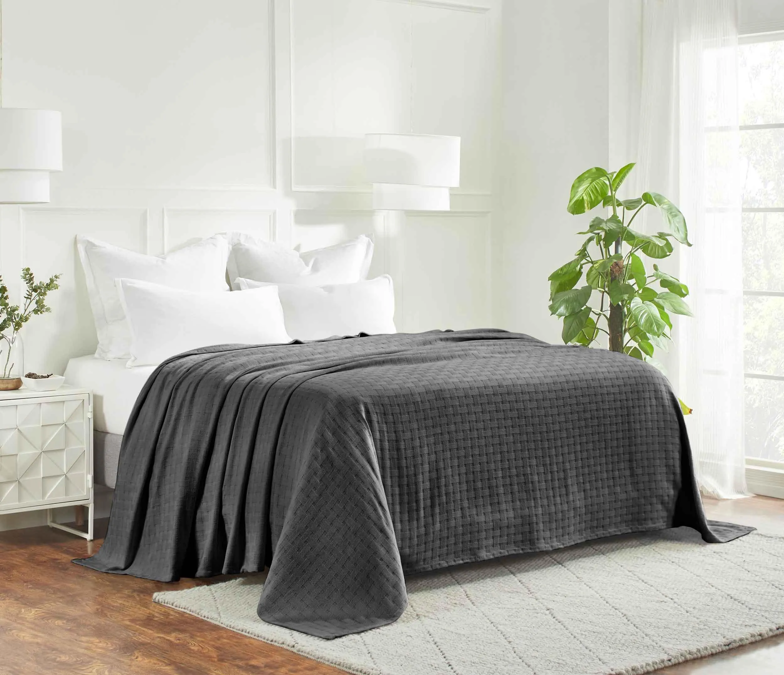 Basketweave All Season Cotton Blanket