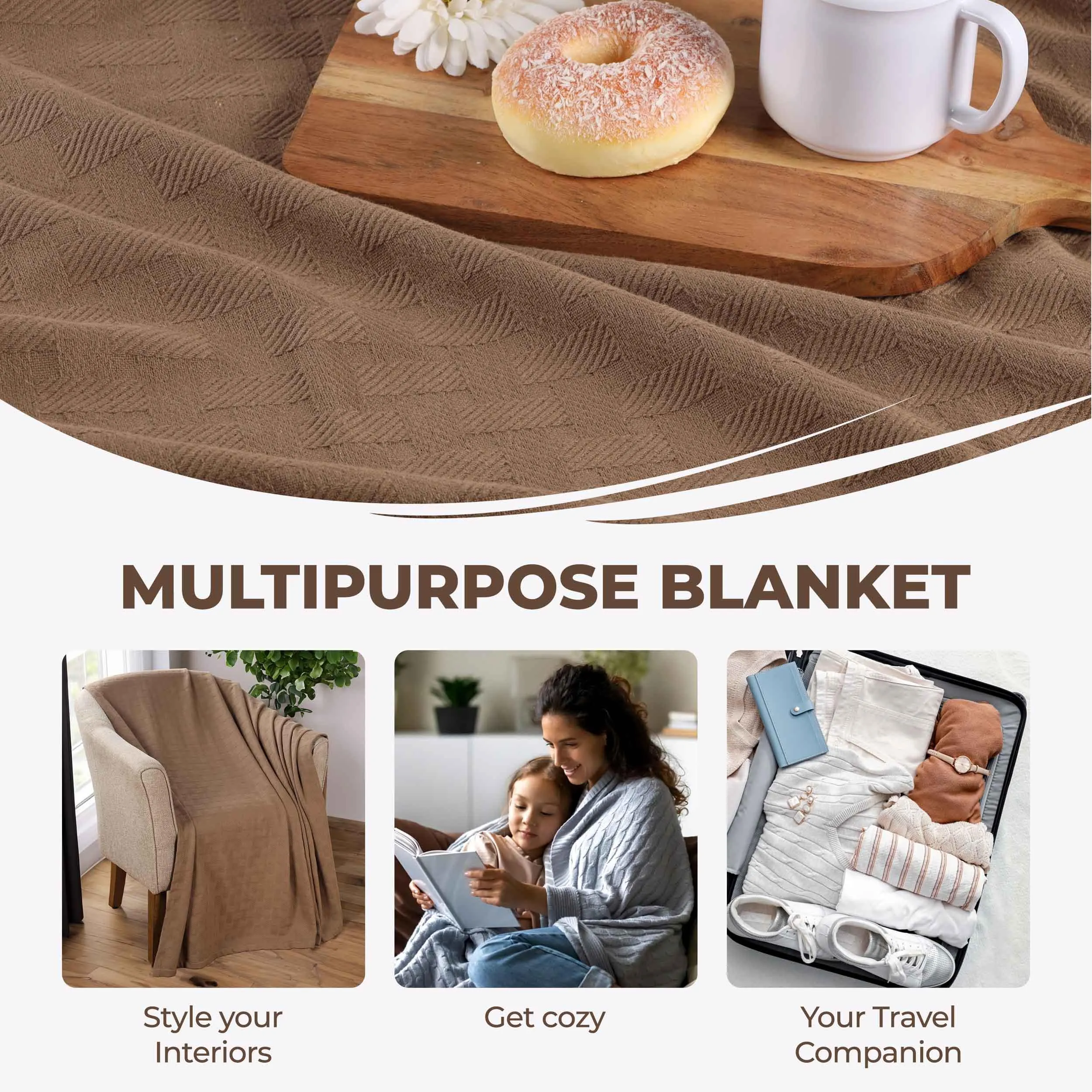Basketweave All Season Cotton Blanket