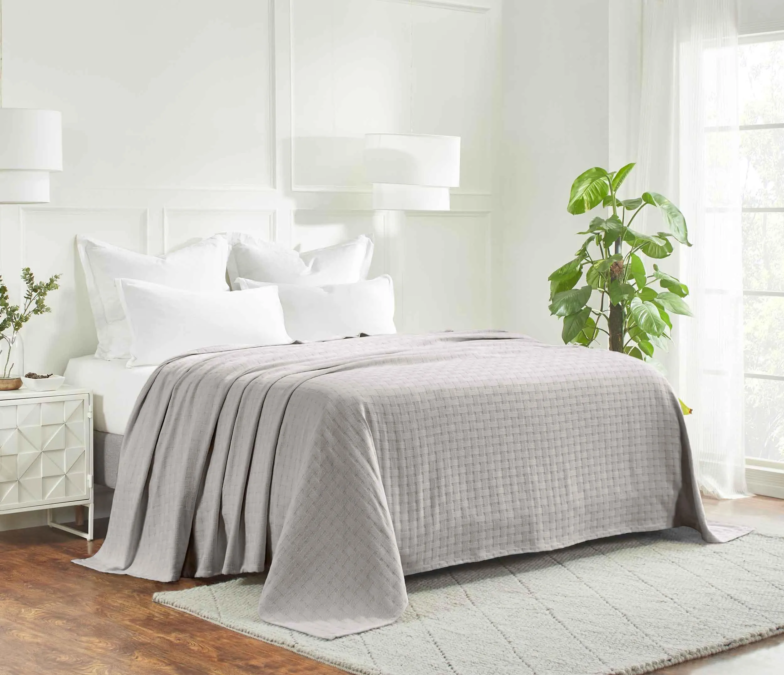 Basketweave All Season Cotton Blanket