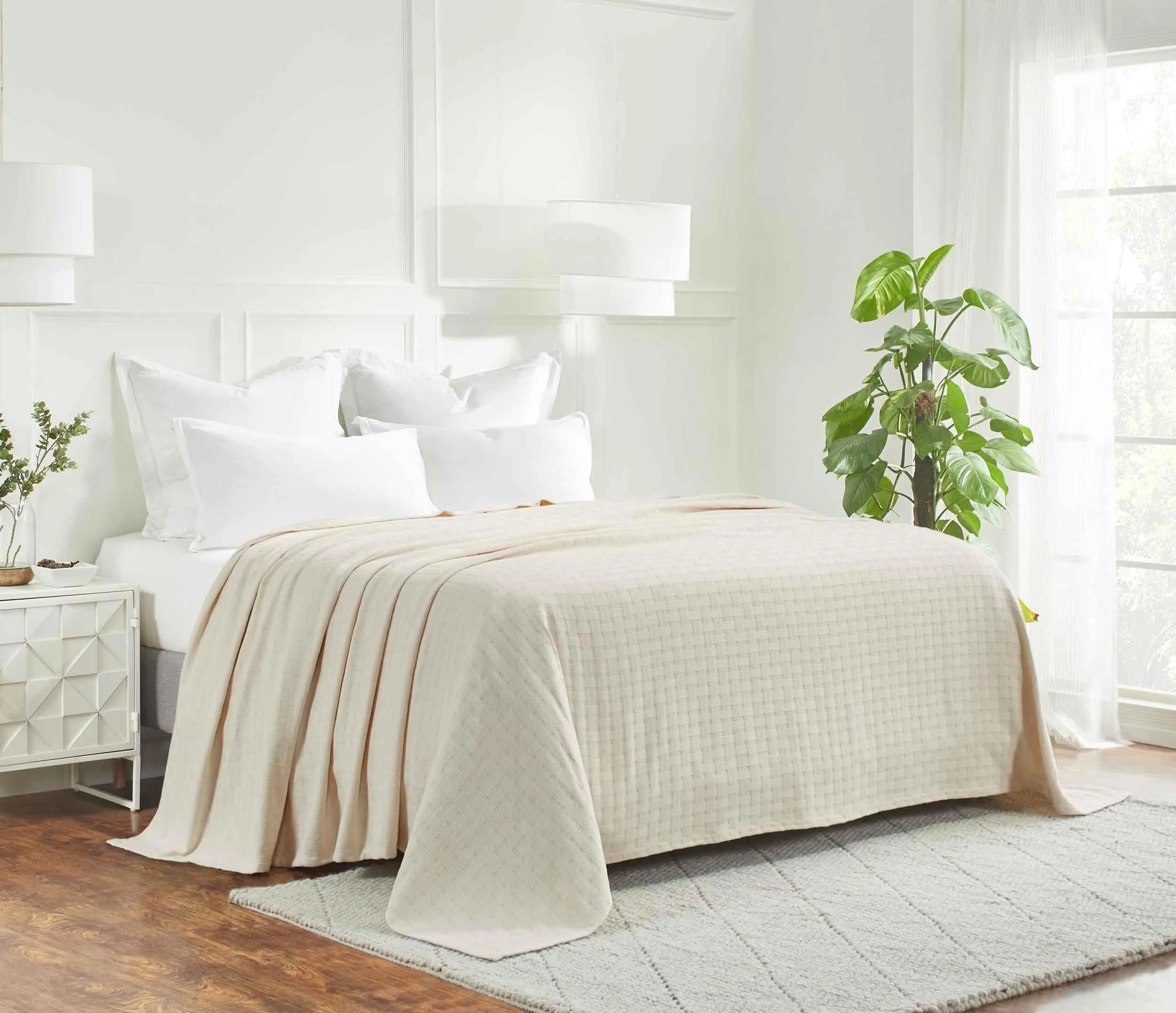 Basketweave All Season Cotton Blanket