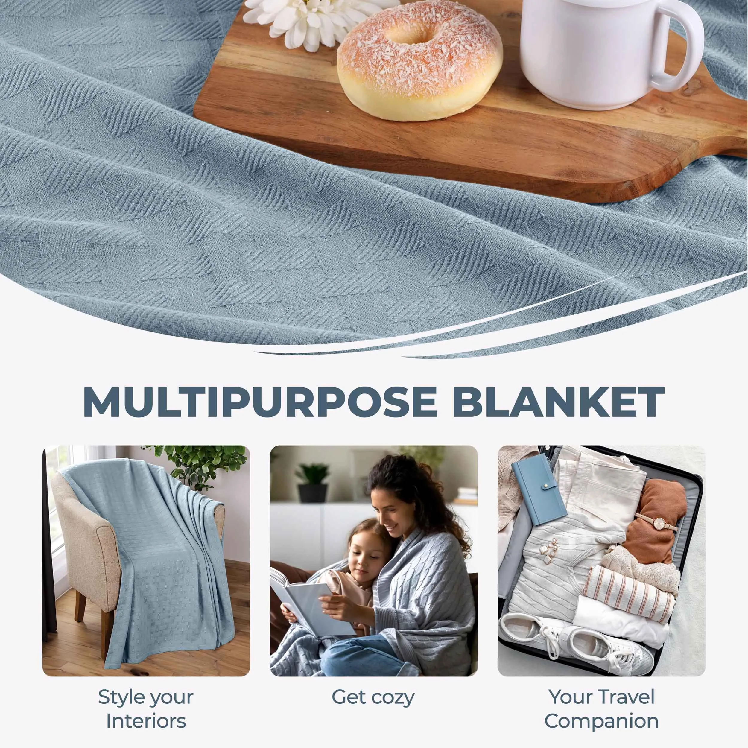 Basketweave All Season Cotton Blanket