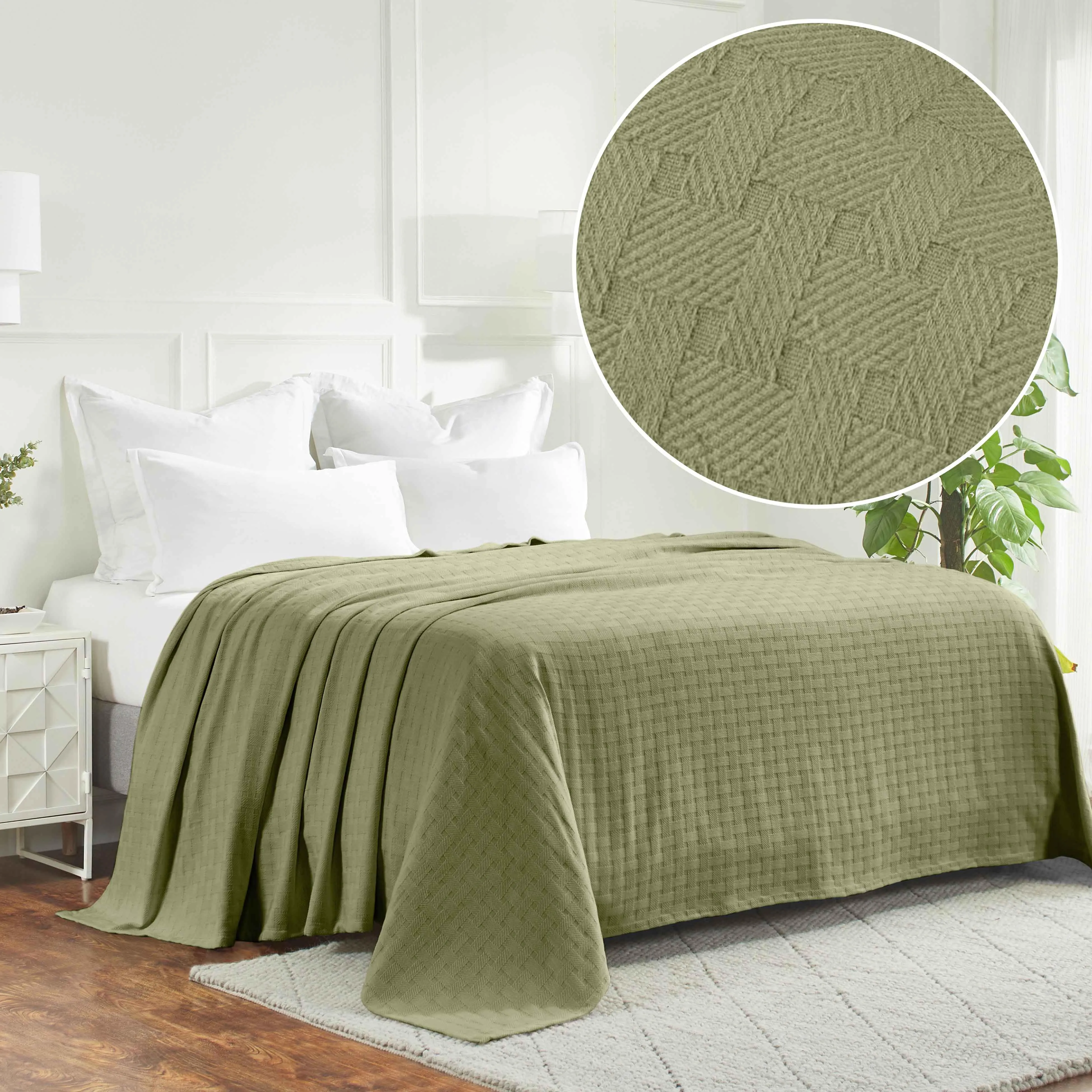 Basketweave All Season Cotton Blanket