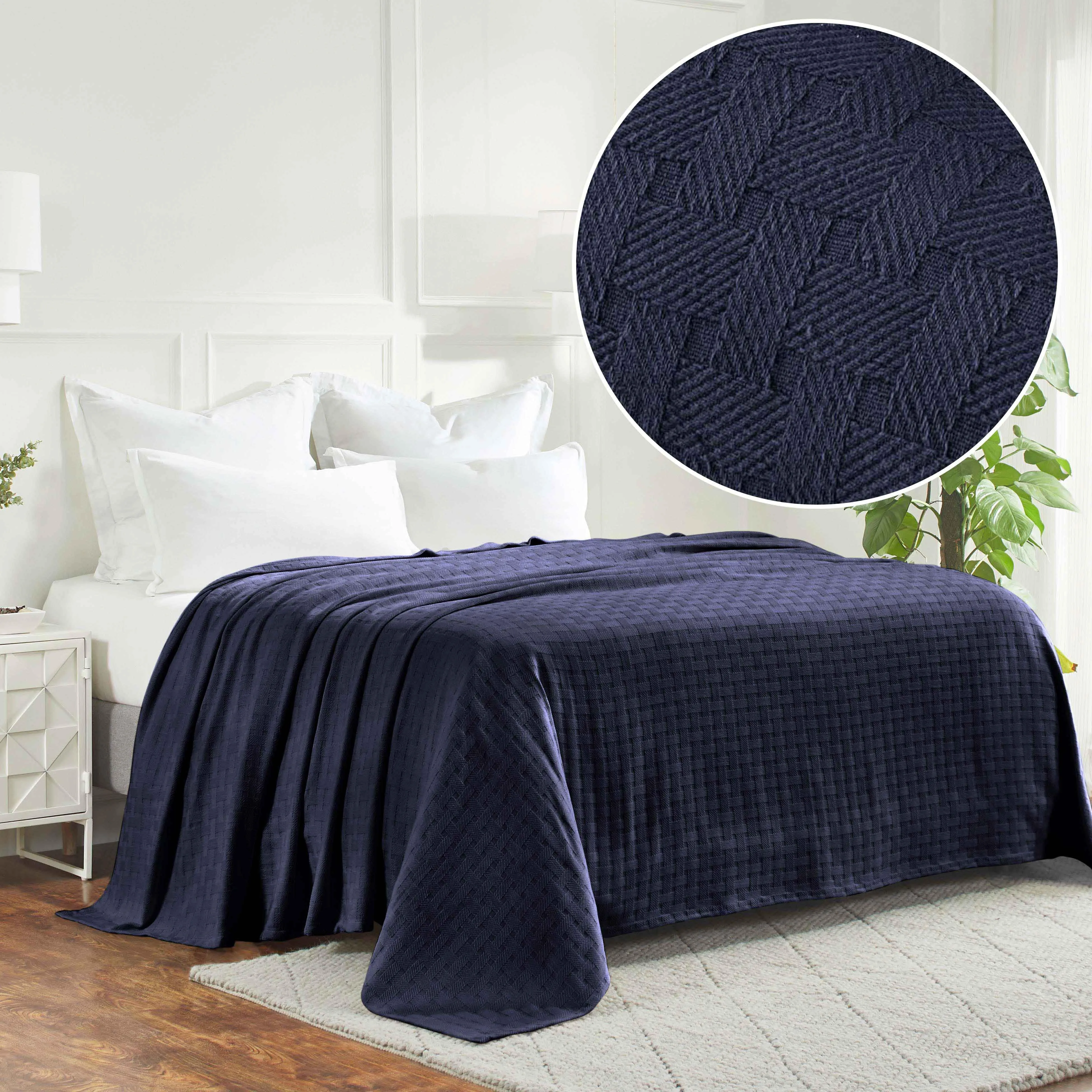 Basketweave All Season Cotton Blanket