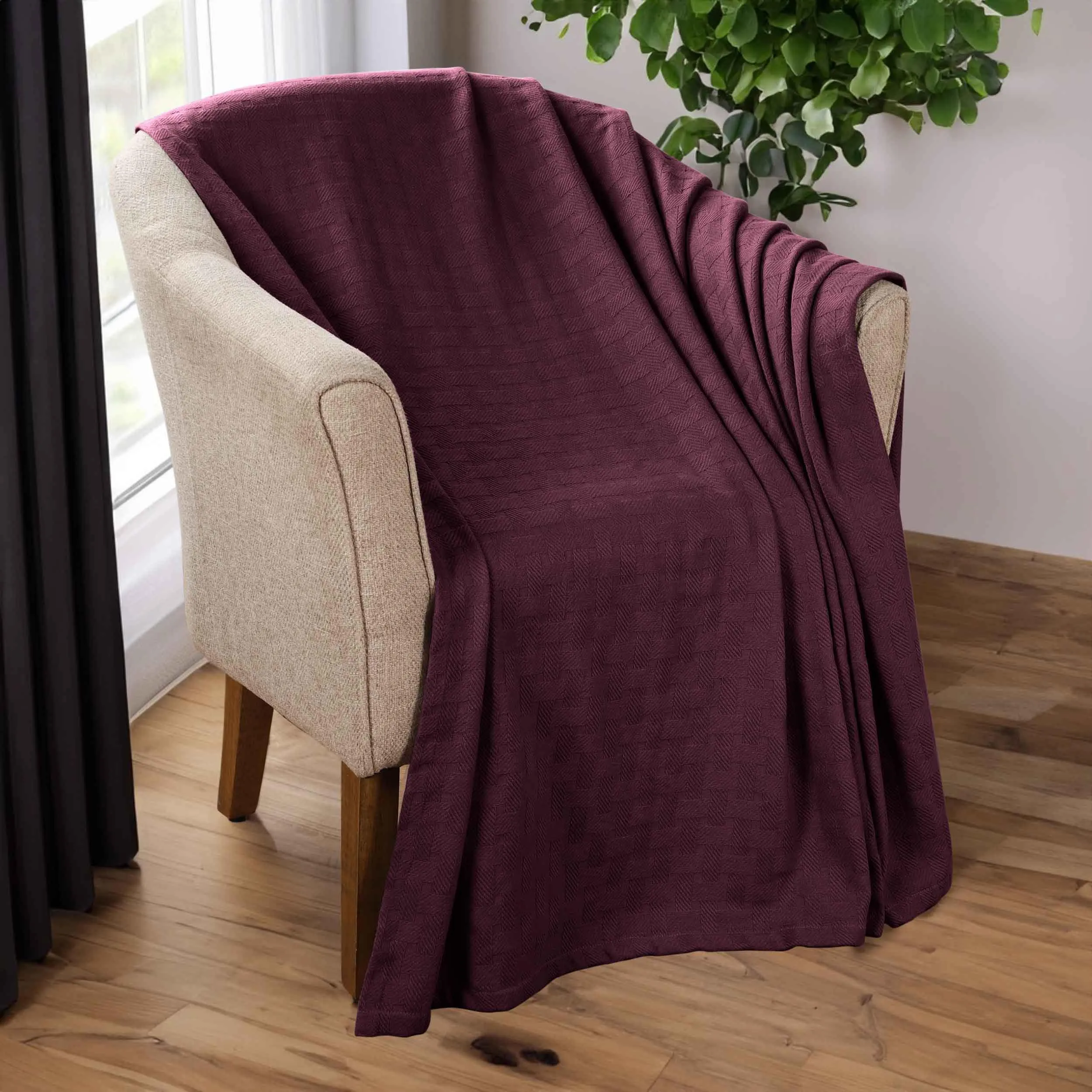 Basketweave All Season Cotton Blanket
