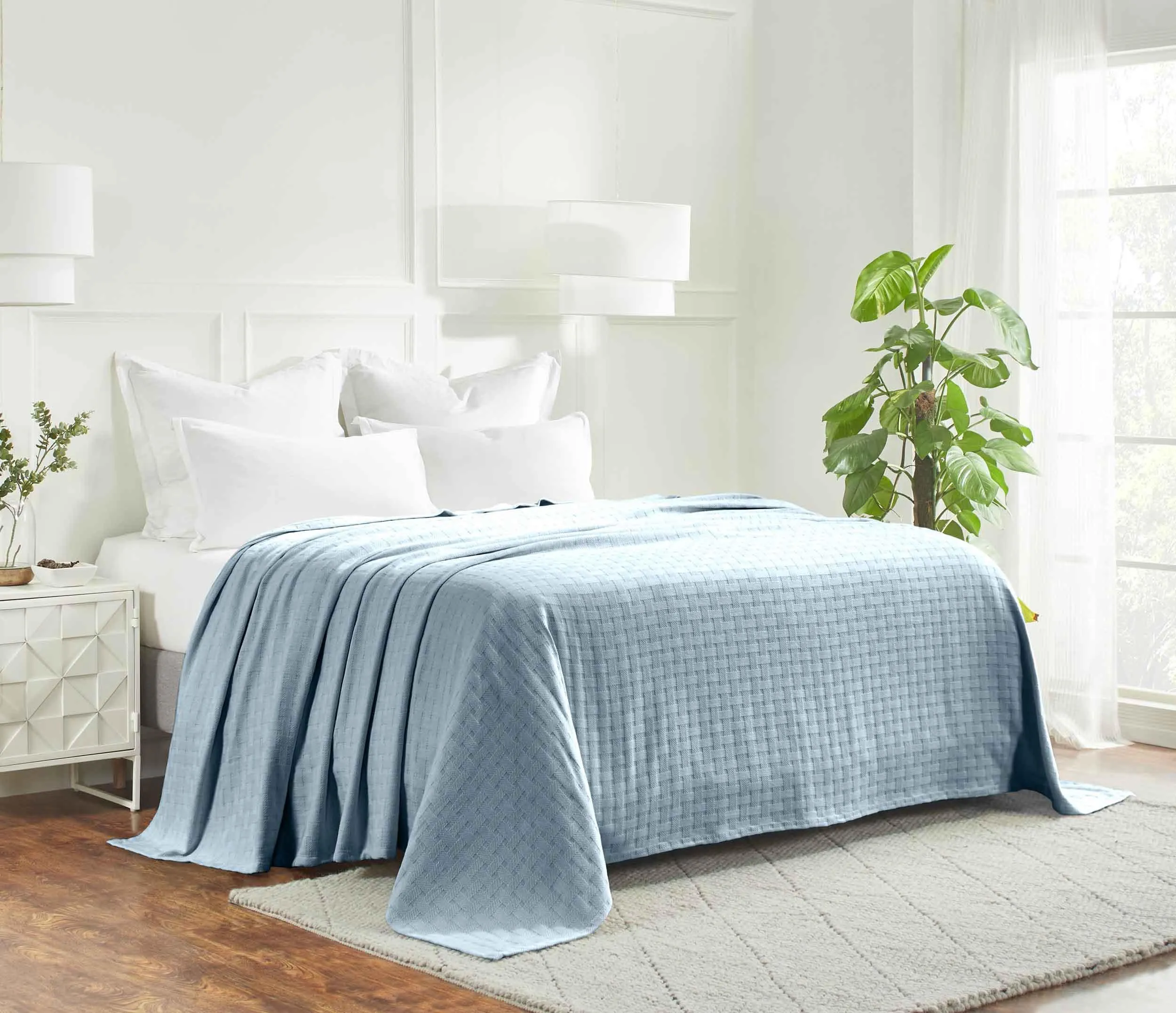 Basketweave All Season Cotton Blanket