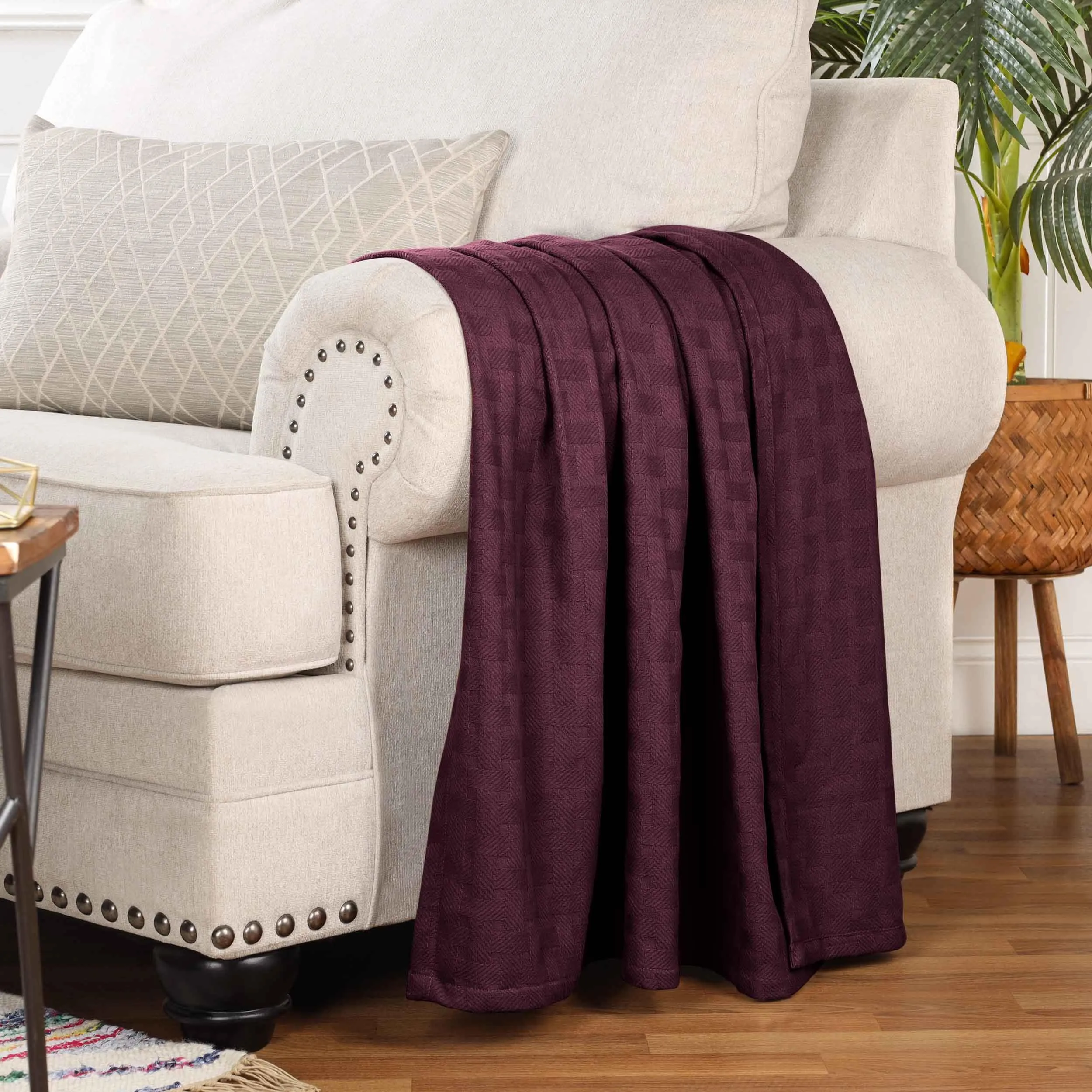 Basketweave All Season Cotton Blanket