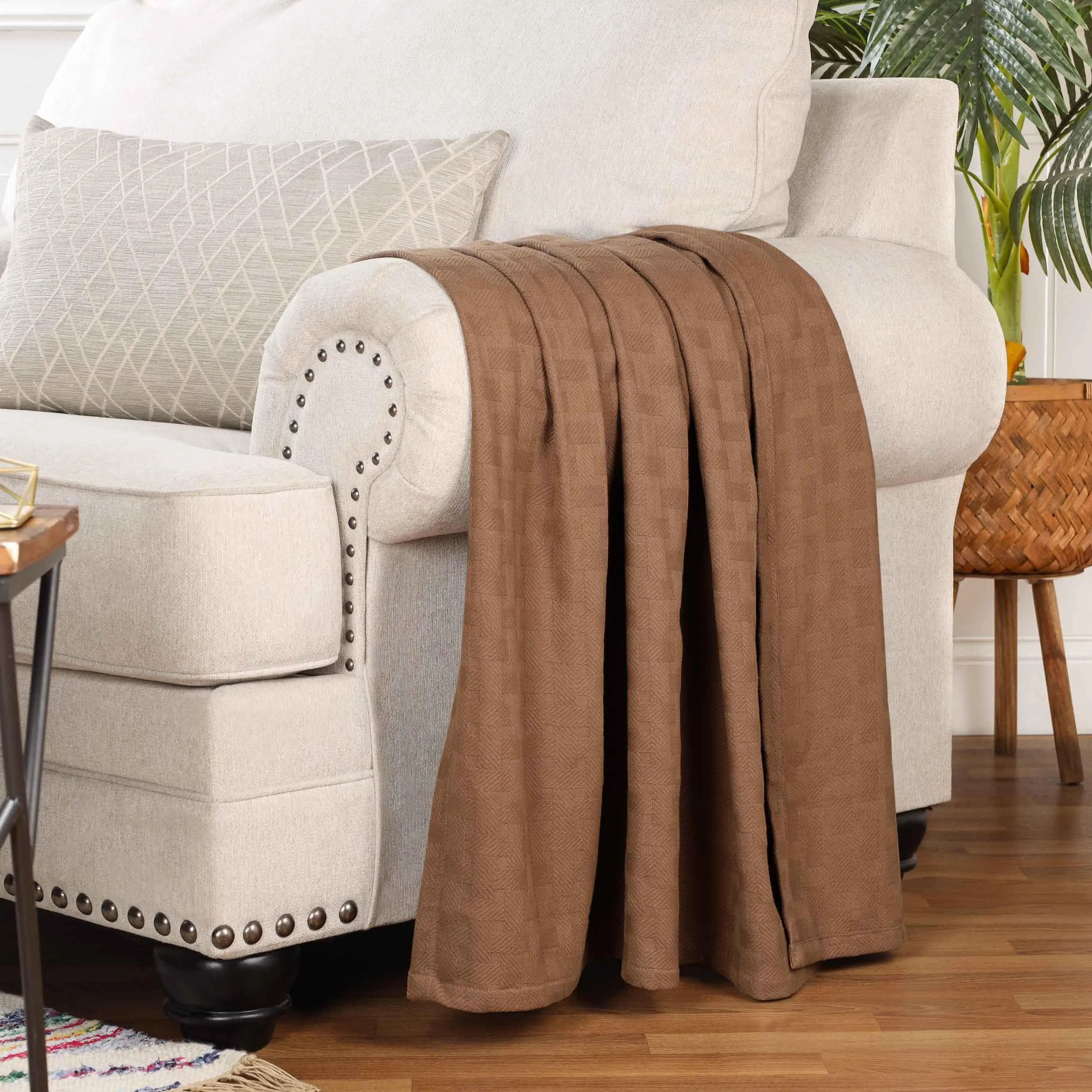 Basketweave All Season Cotton Blanket
