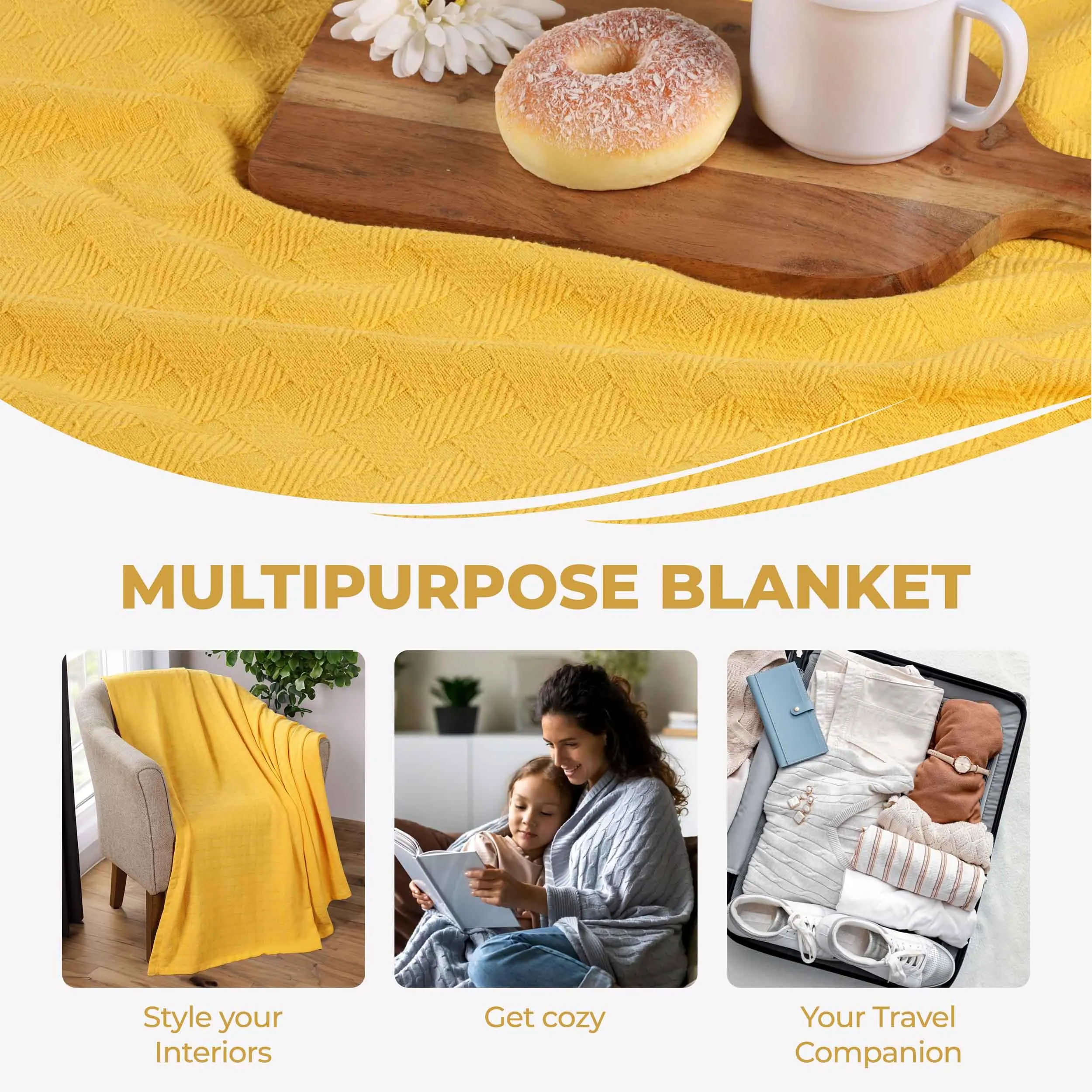Basketweave All Season Cotton Blanket
