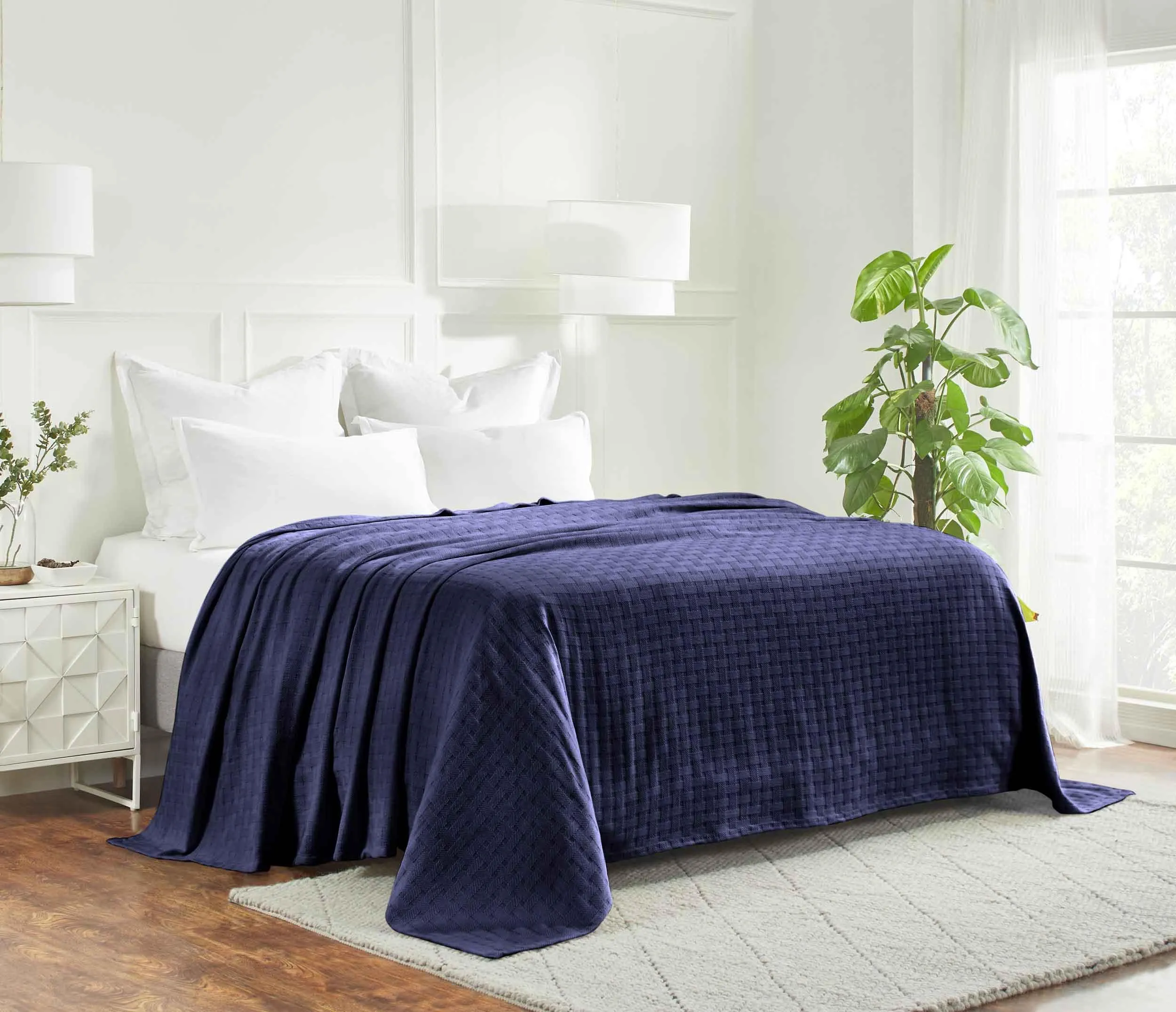 Basketweave All Season Cotton Blanket