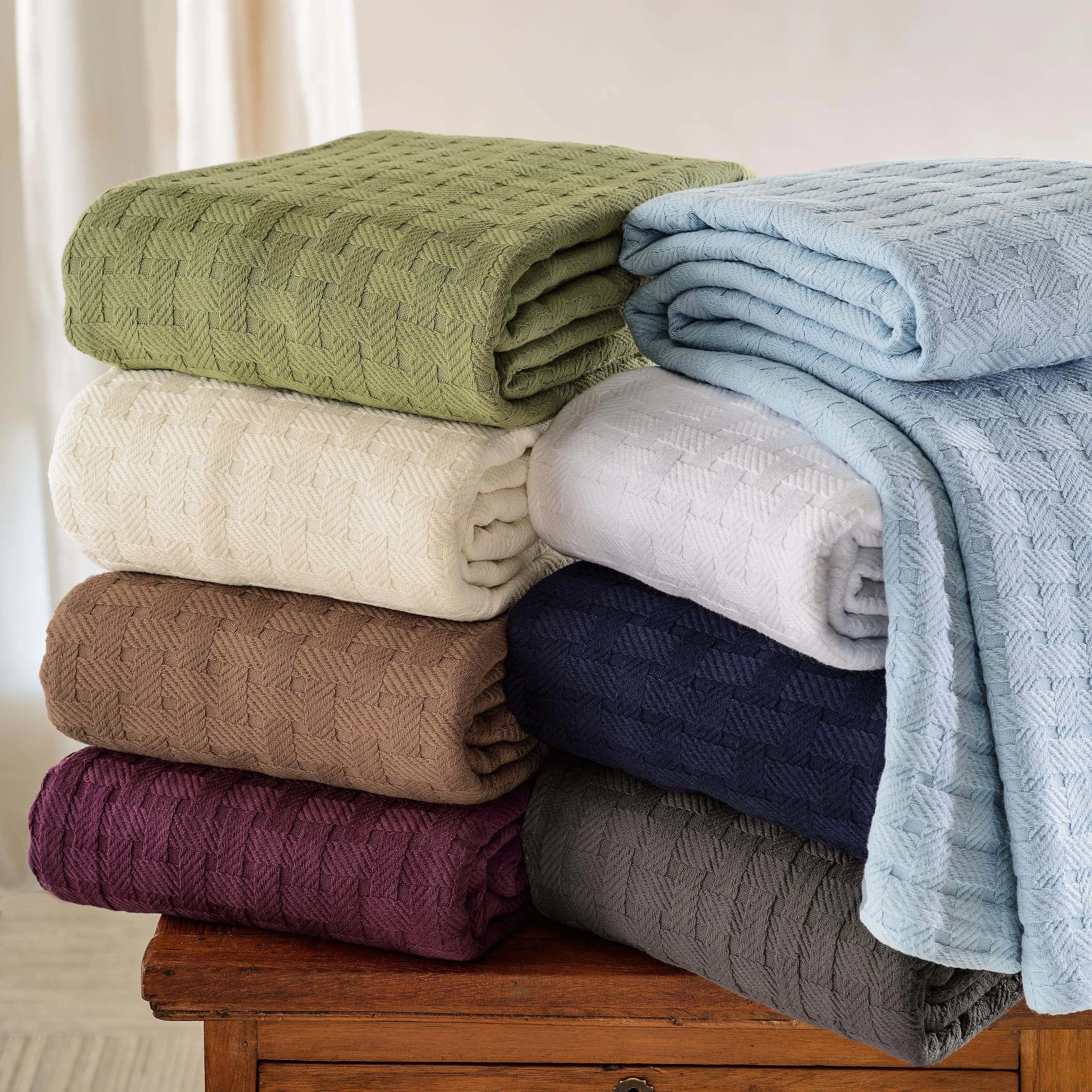 Basketweave All Season Cotton Blanket