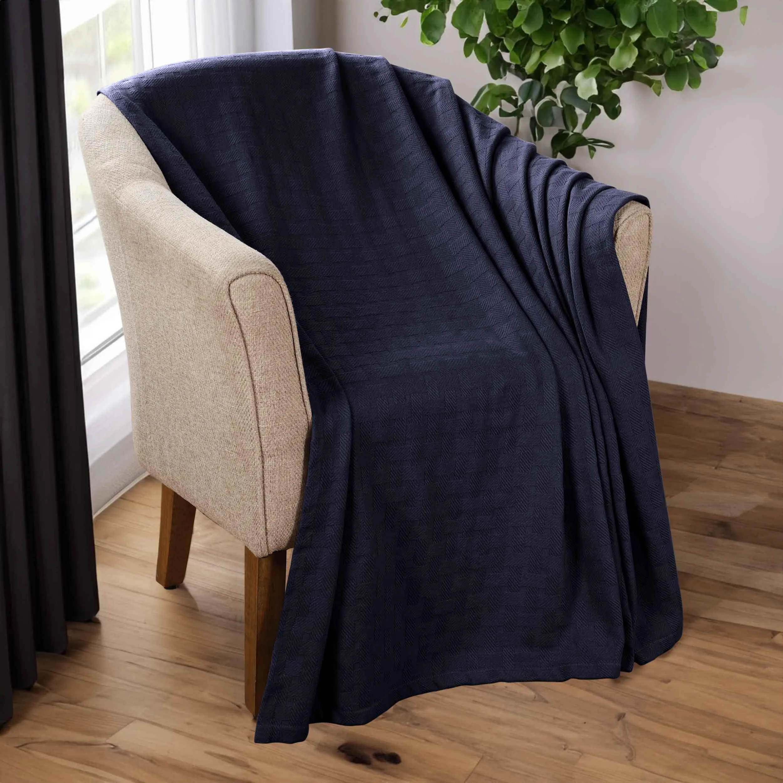 Basketweave All Season Cotton Blanket