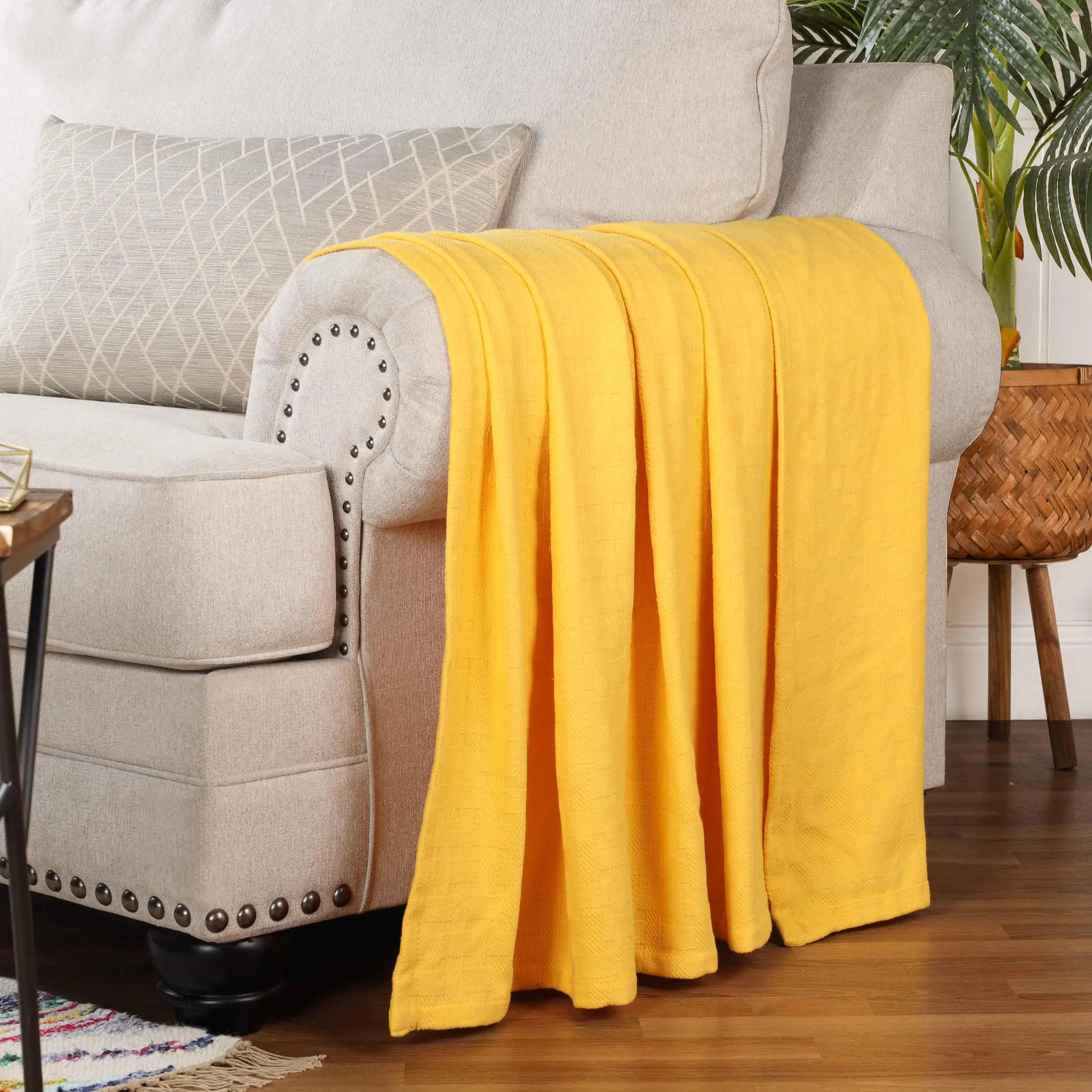 Basketweave All Season Cotton Blanket