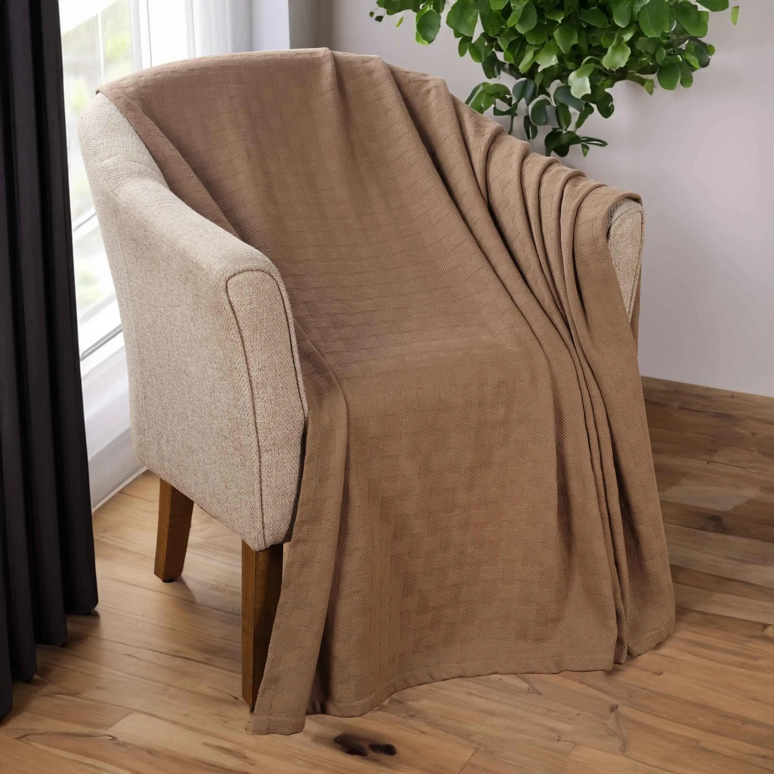 Basketweave All Season Cotton Blanket