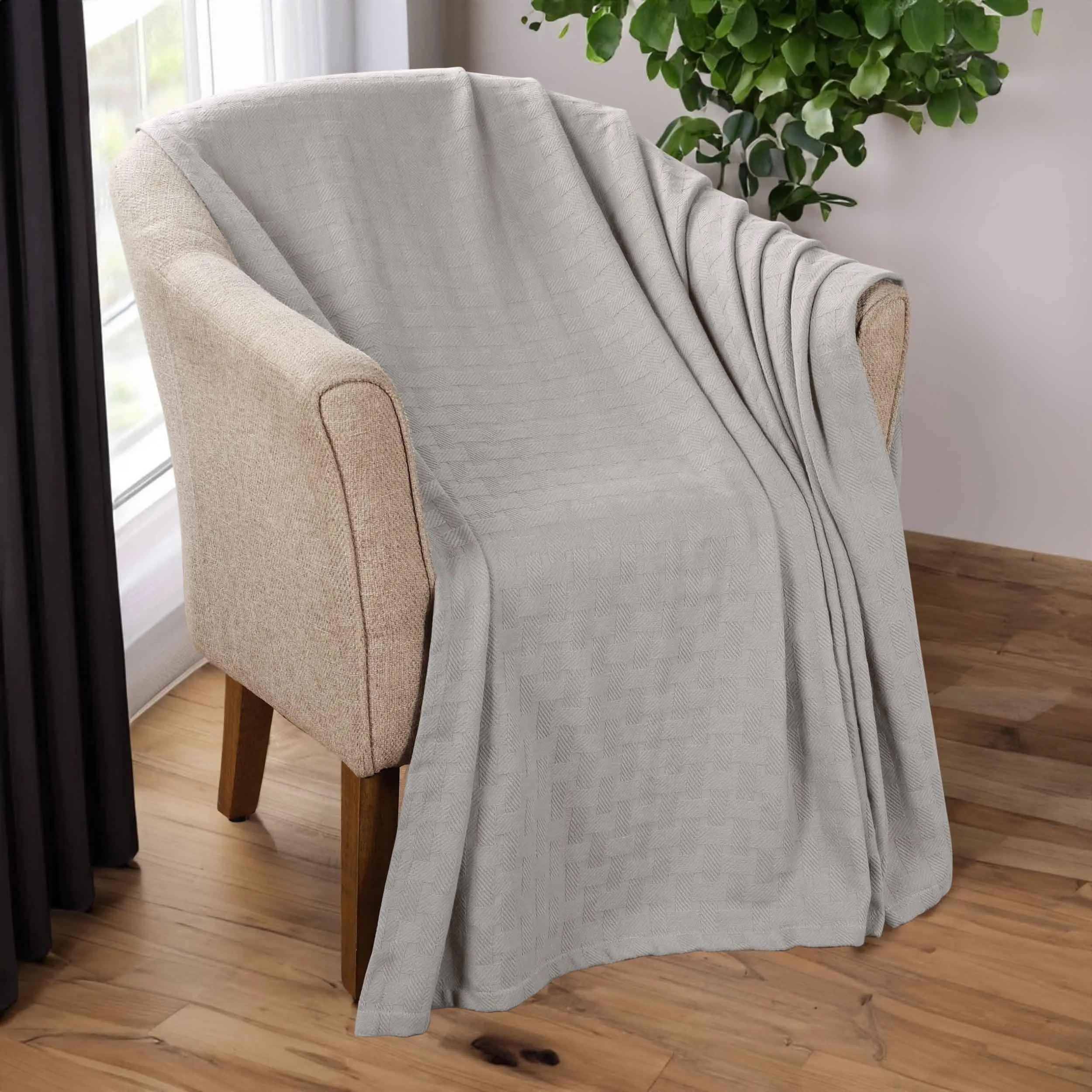 Basketweave All Season Cotton Blanket