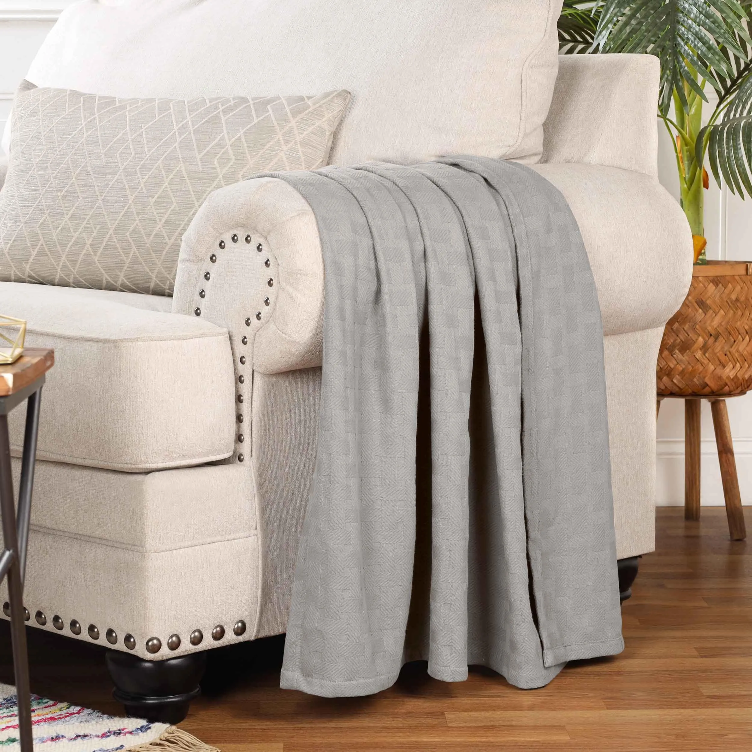 Basketweave All Season Cotton Blanket