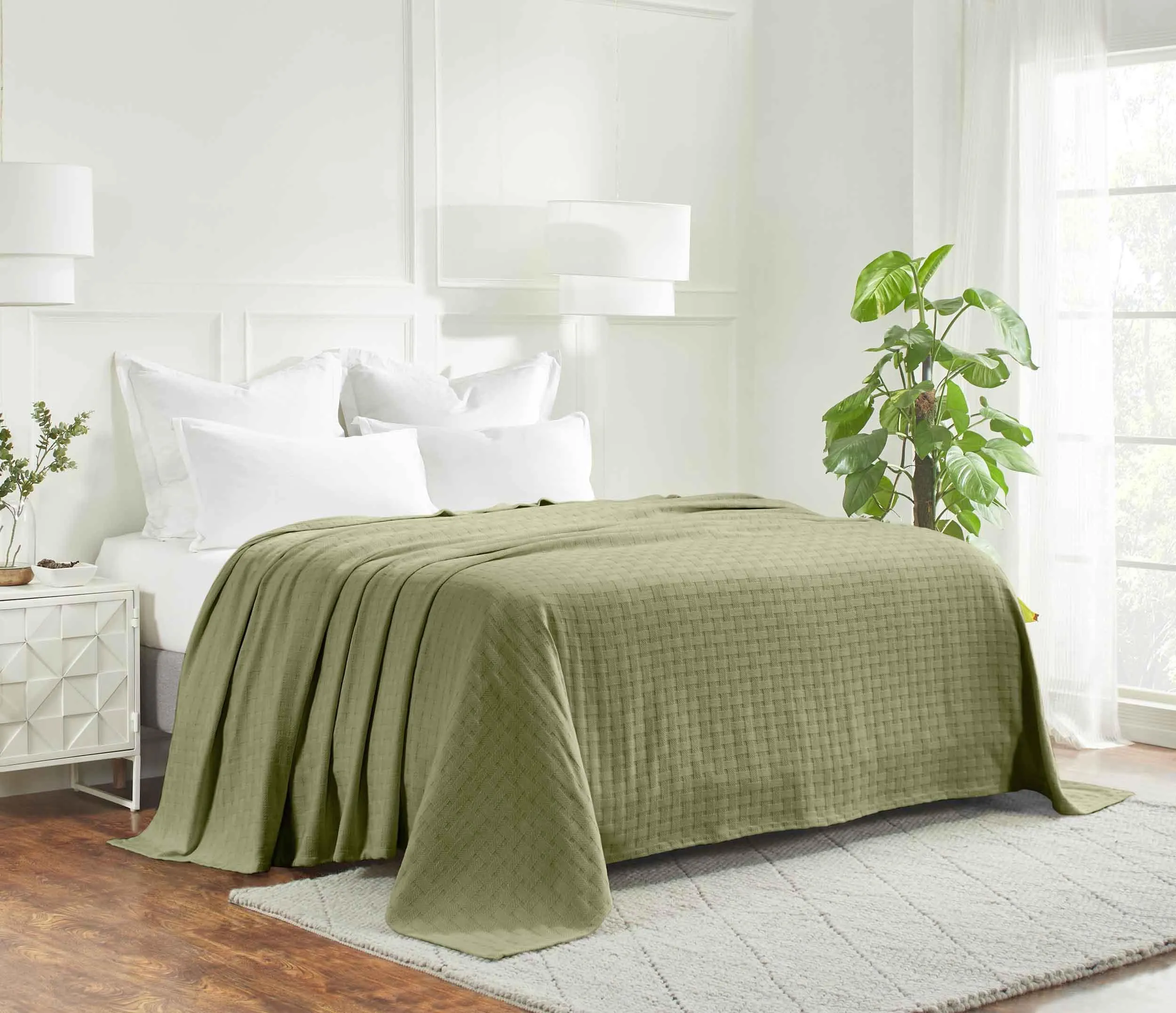 Basketweave All Season Cotton Blanket